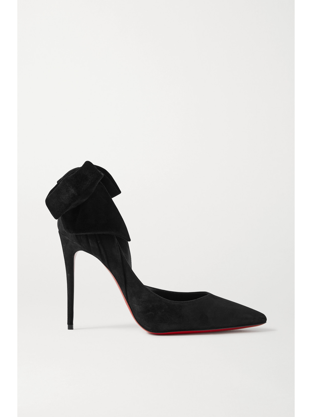 CHRISTIAN LOUBOUTIN RABAKATE 100 BOW-EMBELLISHED SUEDE PUMPS