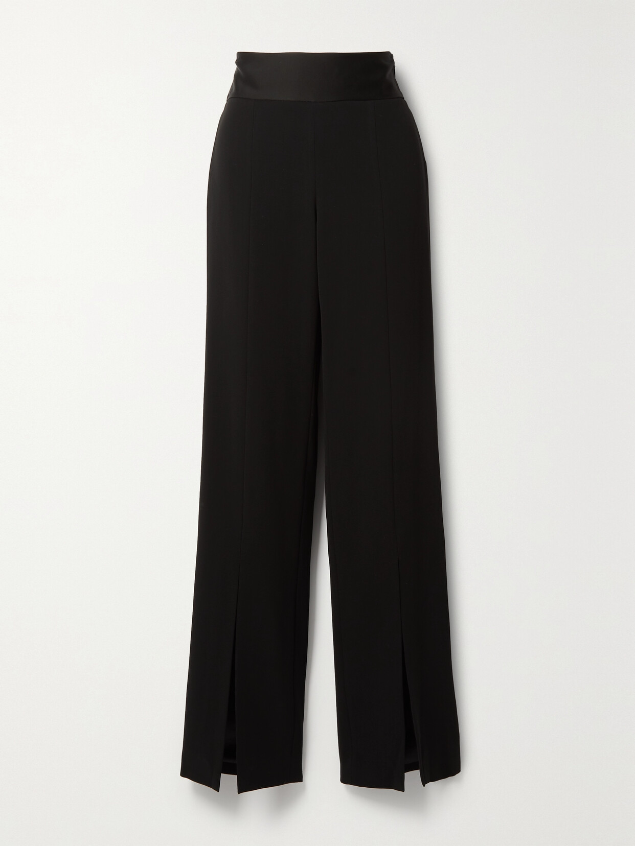 Simkhai Crepe Back Satin Front Slit Pant In Black