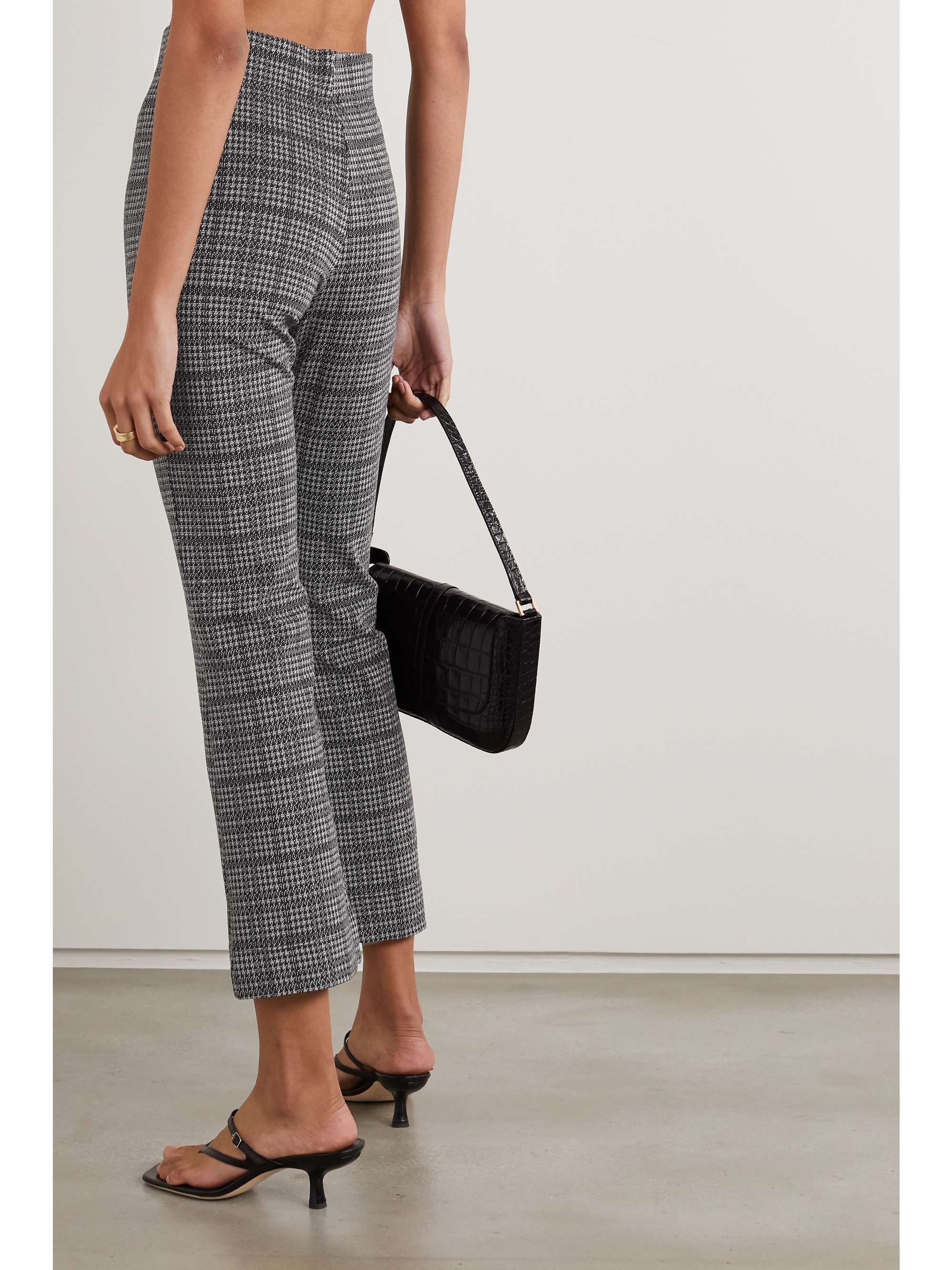 LESET Stili cropped Princes of Wales checked woven flared pants