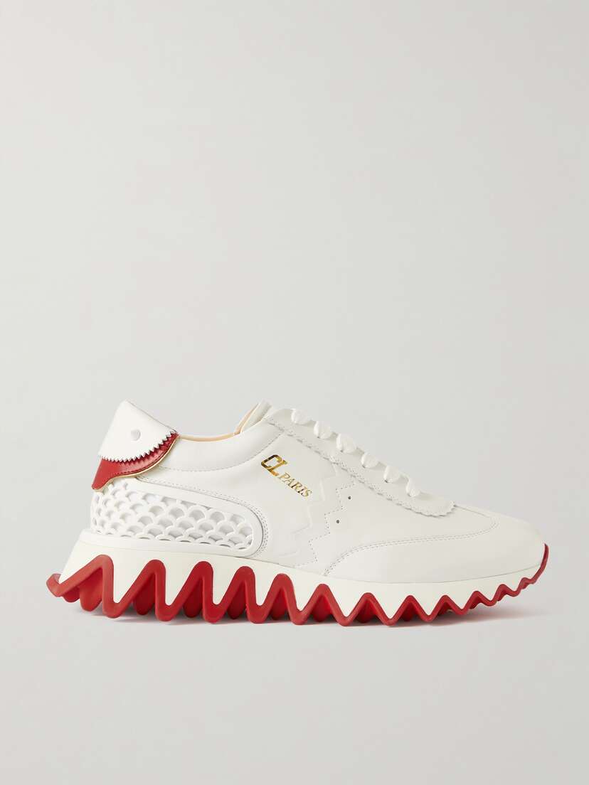Christian Louboutin Loubi Shark Leather And Stretch Sneakers