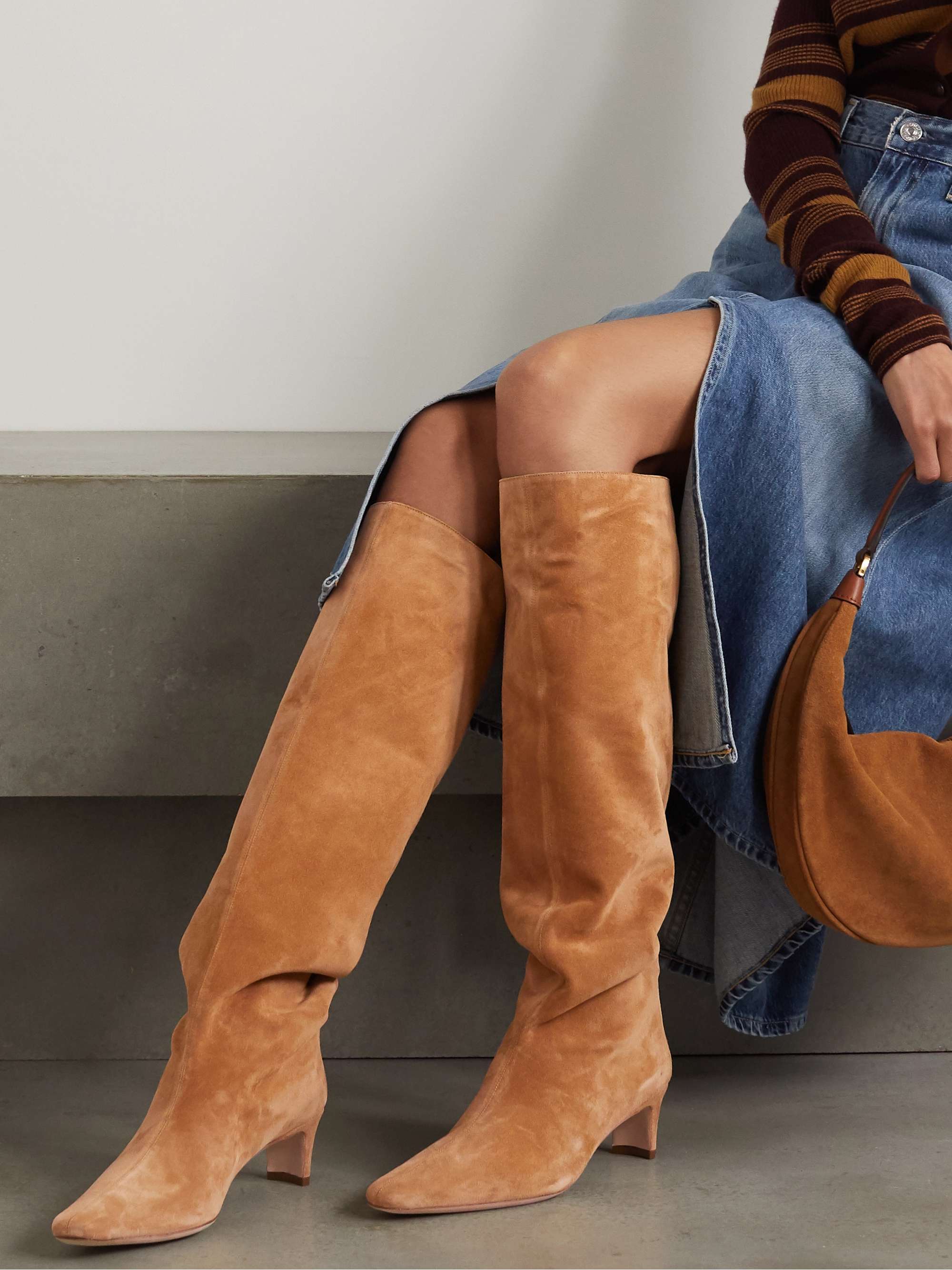 Tan Wally suede knee boots | STAUD | NET-A-PORTER