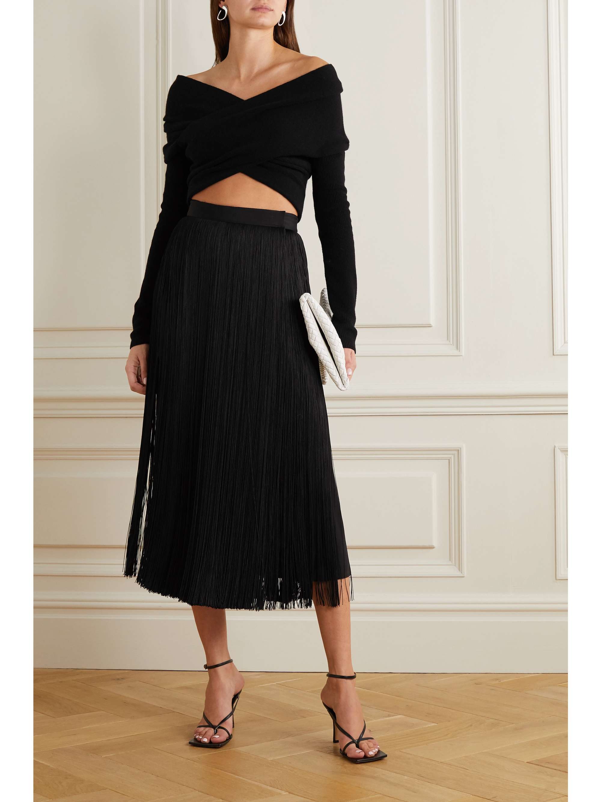 off the shoulder wrap sweater