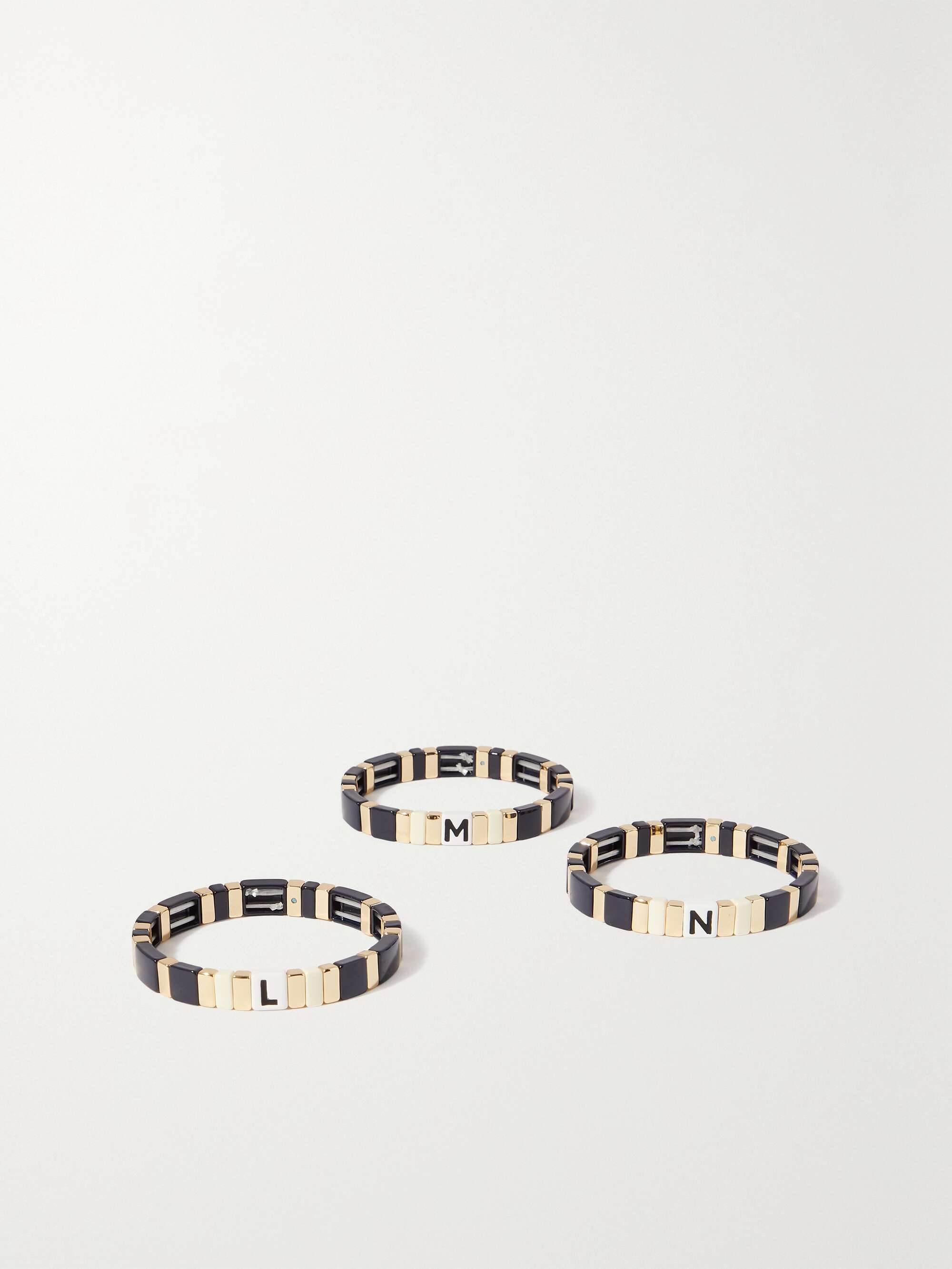 ROXANNE ASSOULIN Neutral Alphabet Soup enamel and gold-tone bracelet