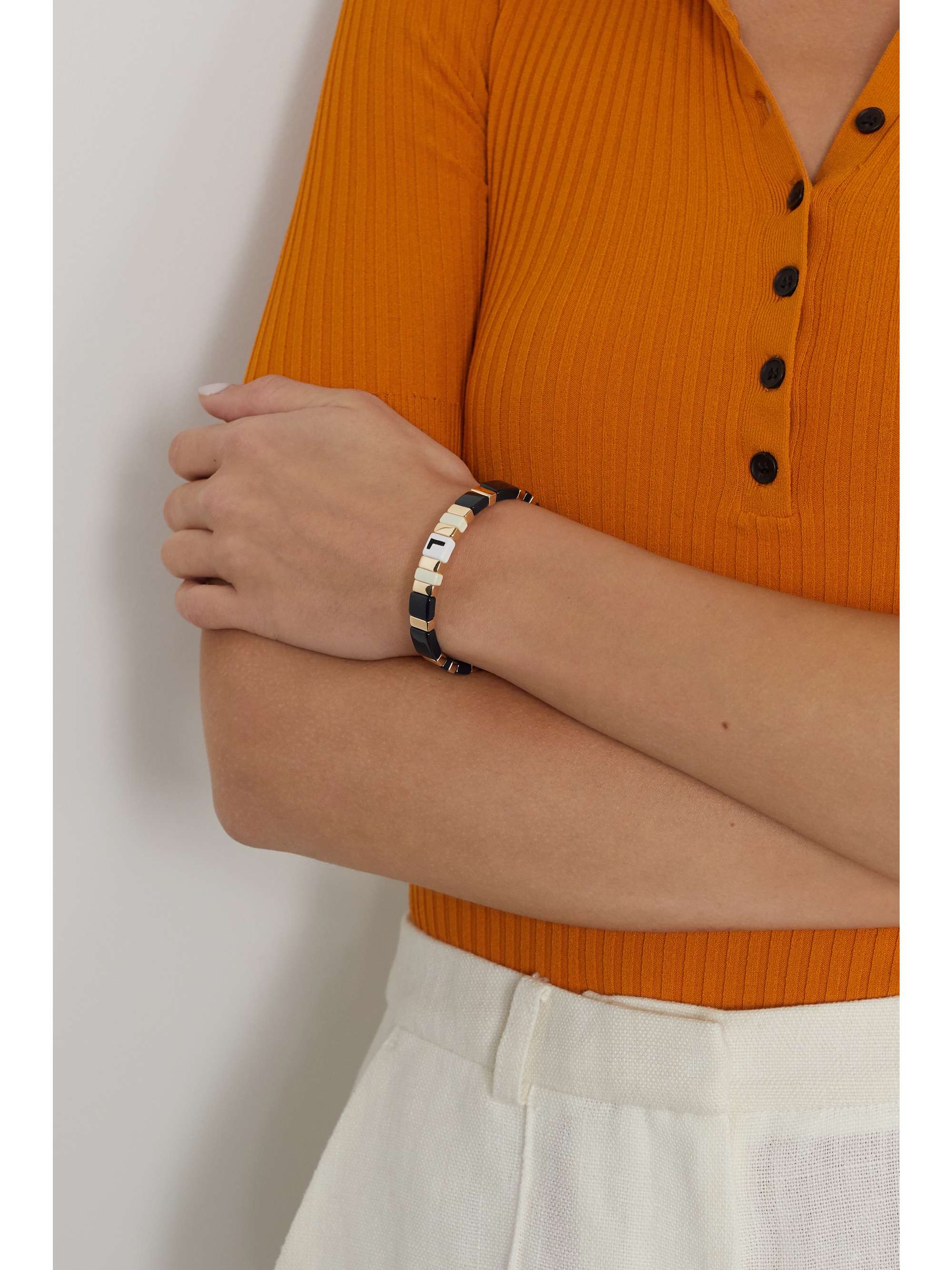 ROXANNE ASSOULIN Neutral Alphabet Soup enamel and gold-tone bracelet