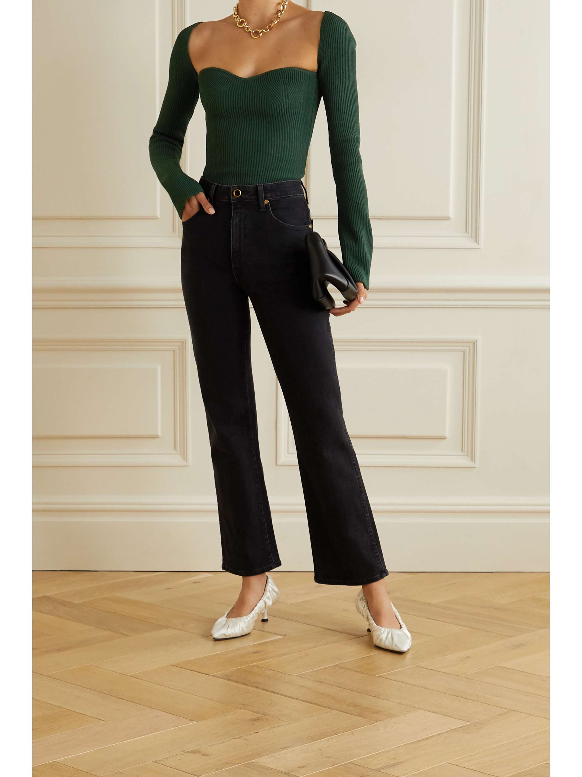 Dark green Maddy ribbedknit sweater KHAITE NETAPORTER