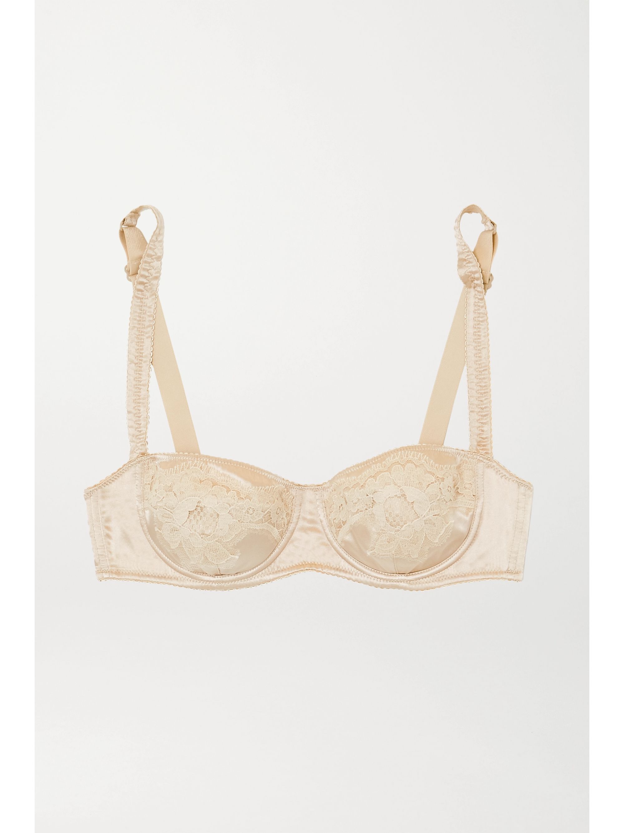 Beige Soutien Gorge Balconnet A Armatures En Satin De Soie Melangee Et En Dentelle Net A Porter Dolce Gabbana Net A Porter