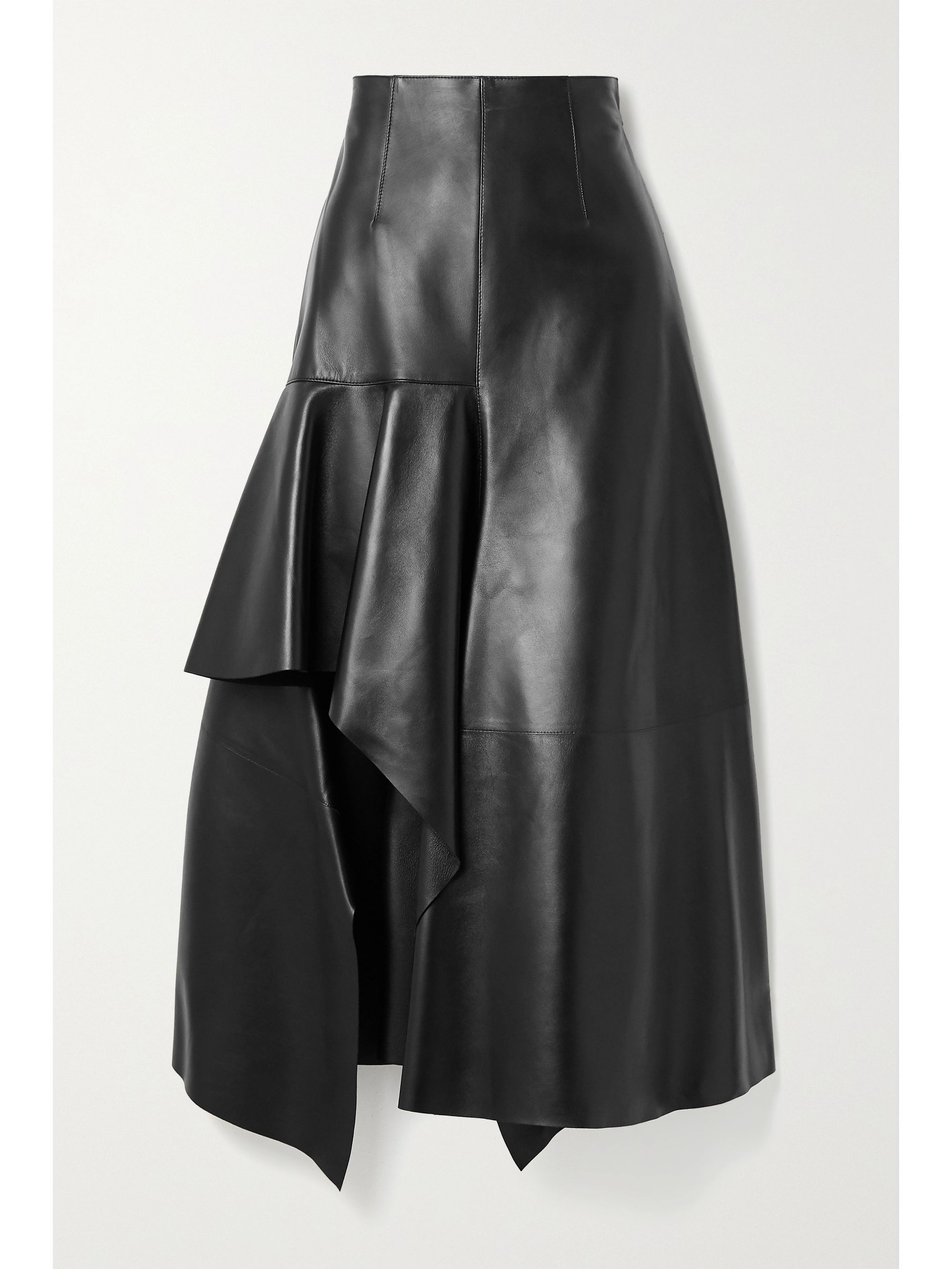 Black Draped leather skirt | ALEXANDER 
