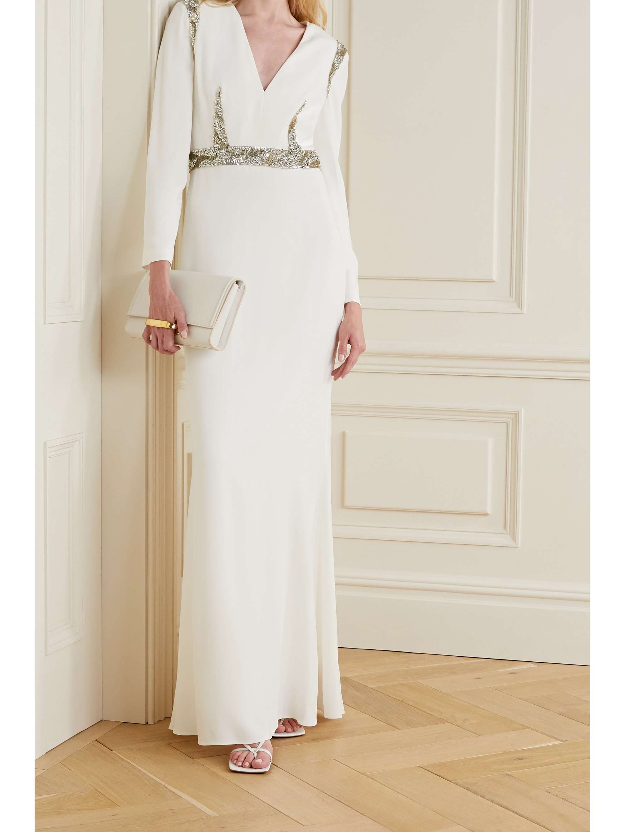 MCQUEEN Embellished crepe gown