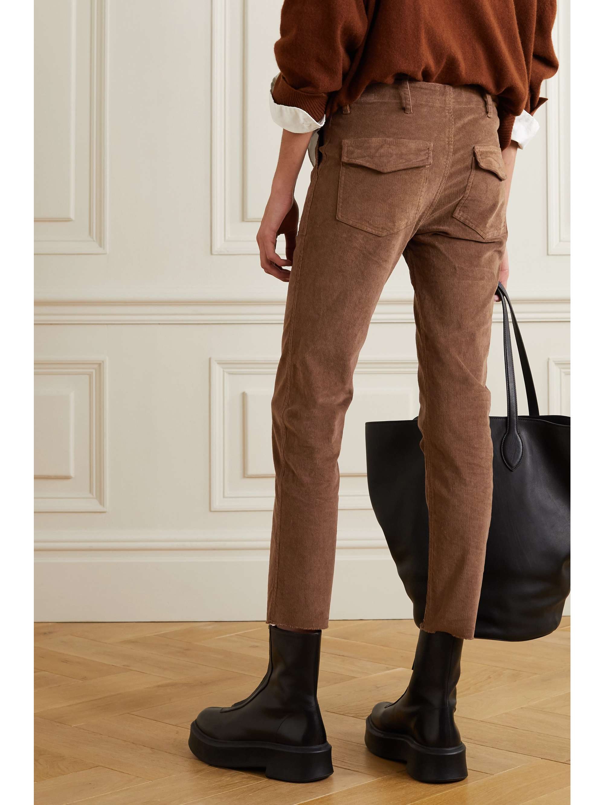 Brown Jenna cropped cotton-blend 