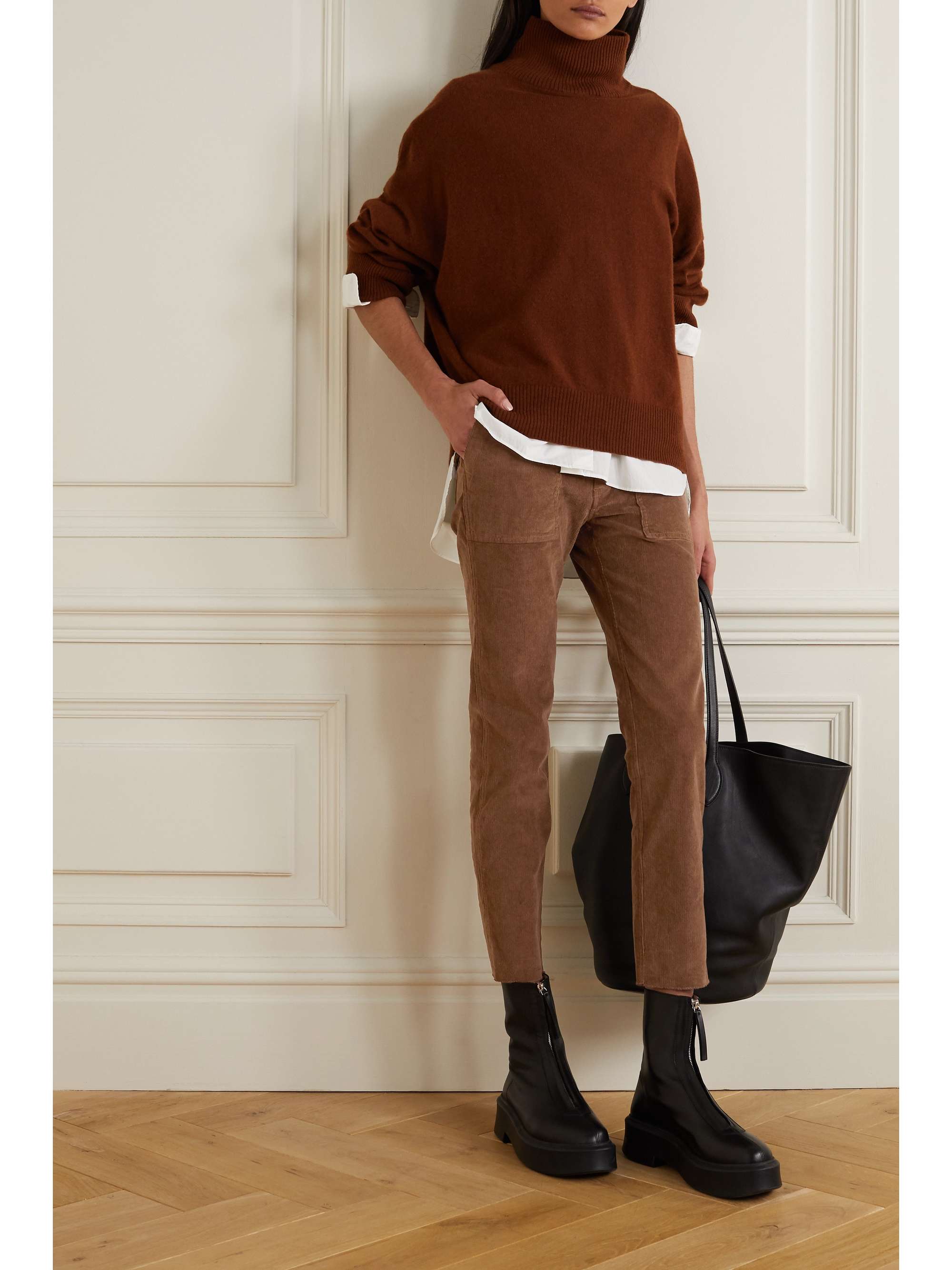 Brown Jenna cropped cotton-blend 