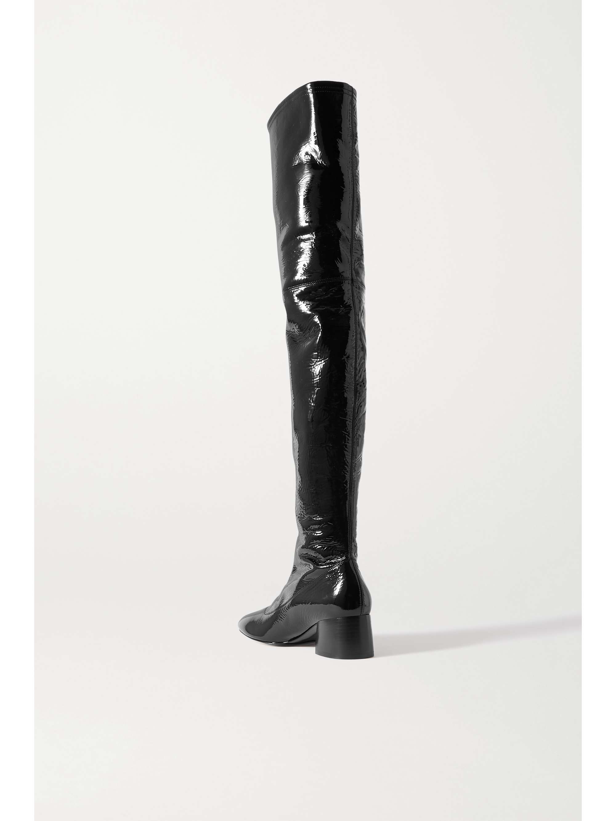 KHAITE Sedona crinkled patent-leather over-the-knee boots