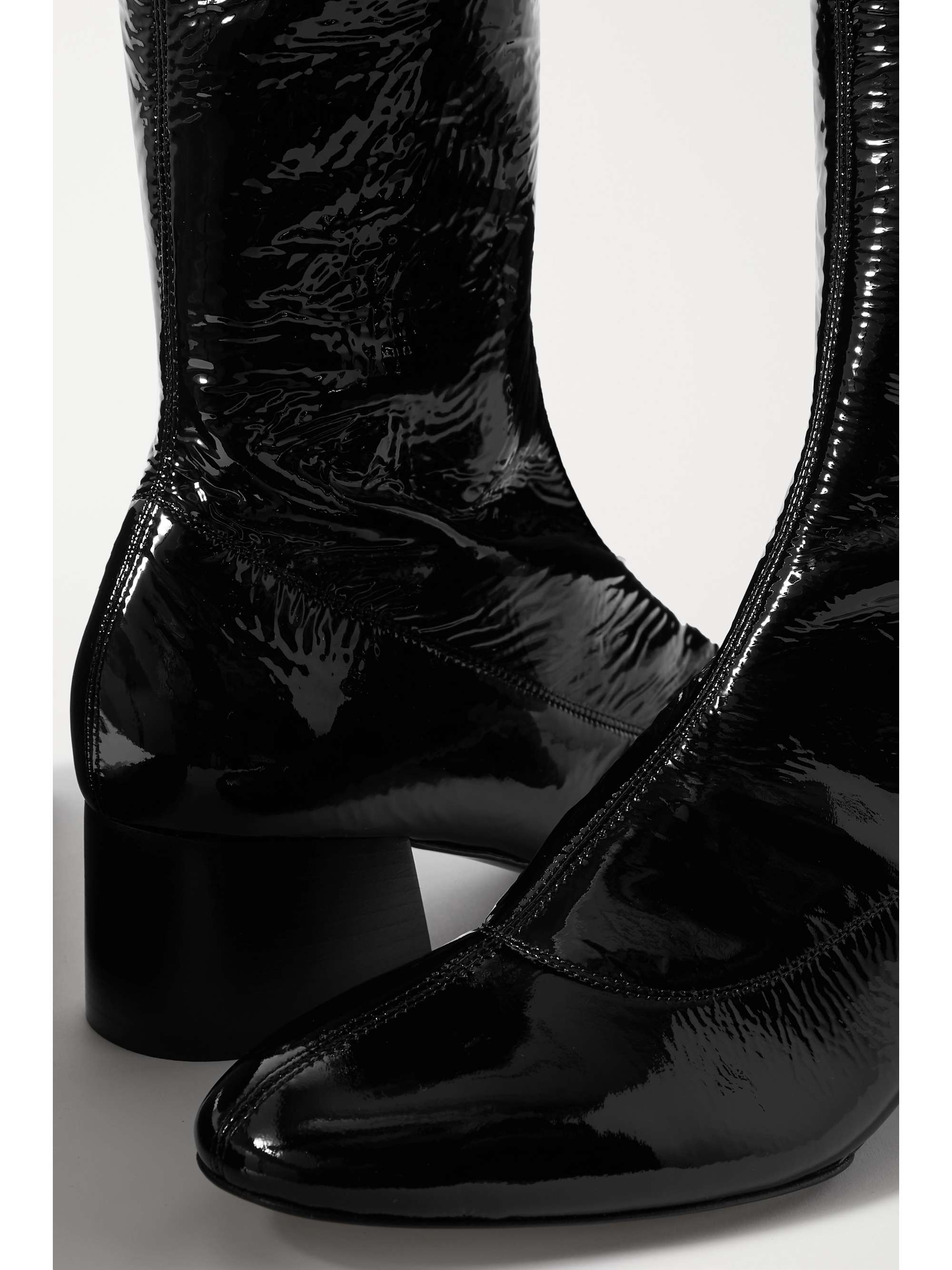 KHAITE Sedona crinkled patent-leather over-the-knee boots