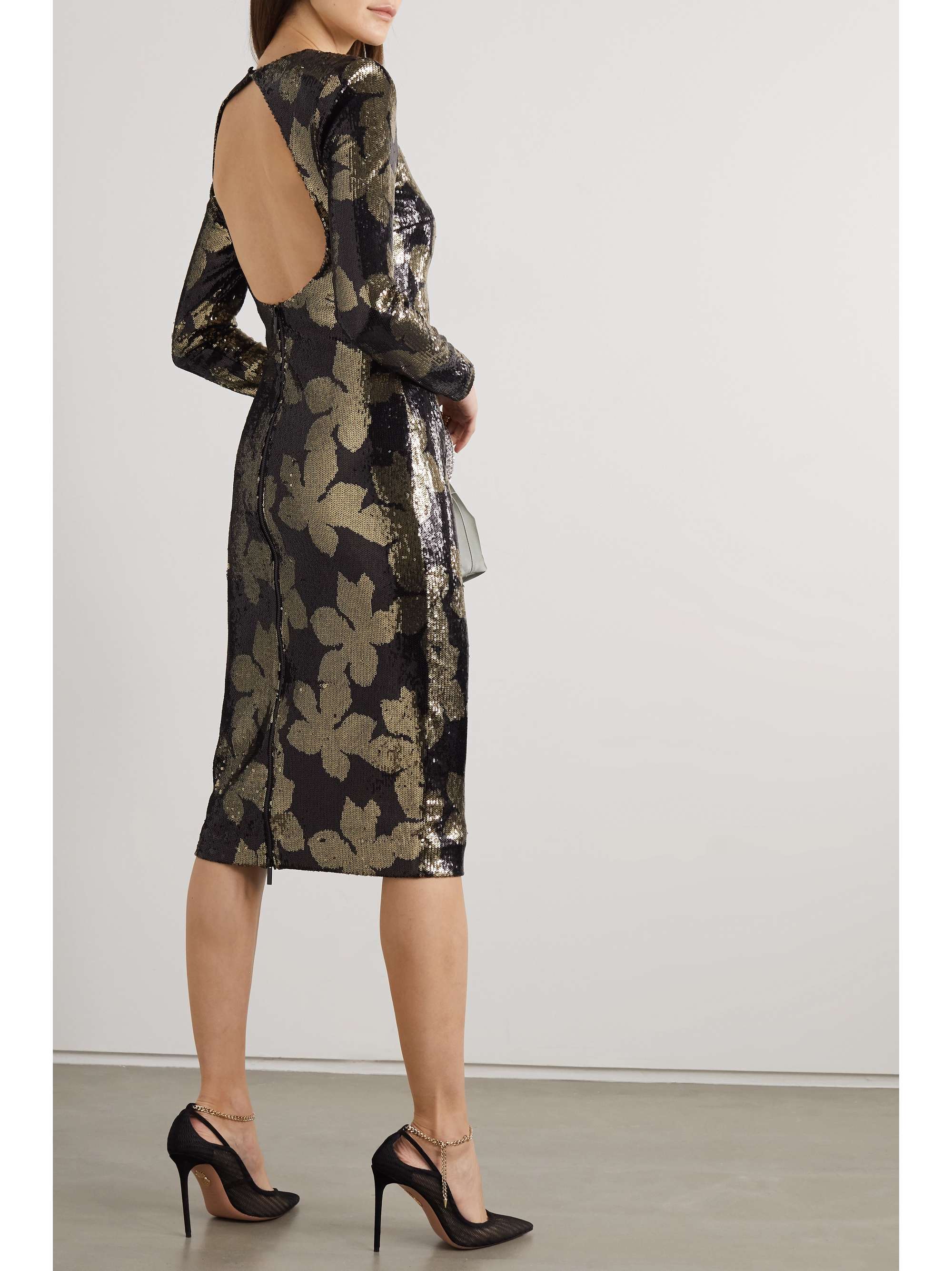 REBECCA VALLANCE Lepore open-back sequined chiffon midi dress