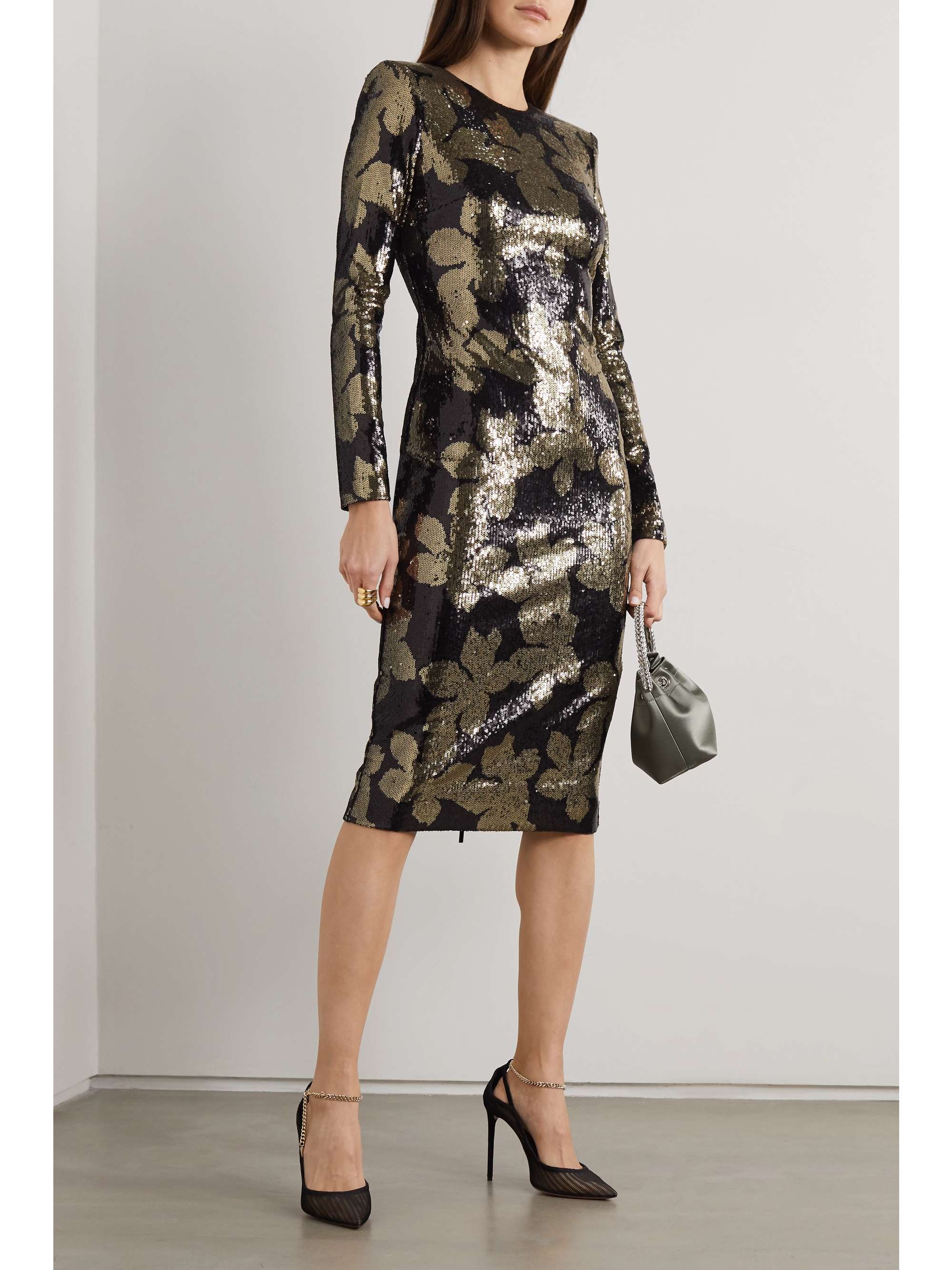 REBECCA VALLANCE Lepore open-back sequined chiffon midi dress