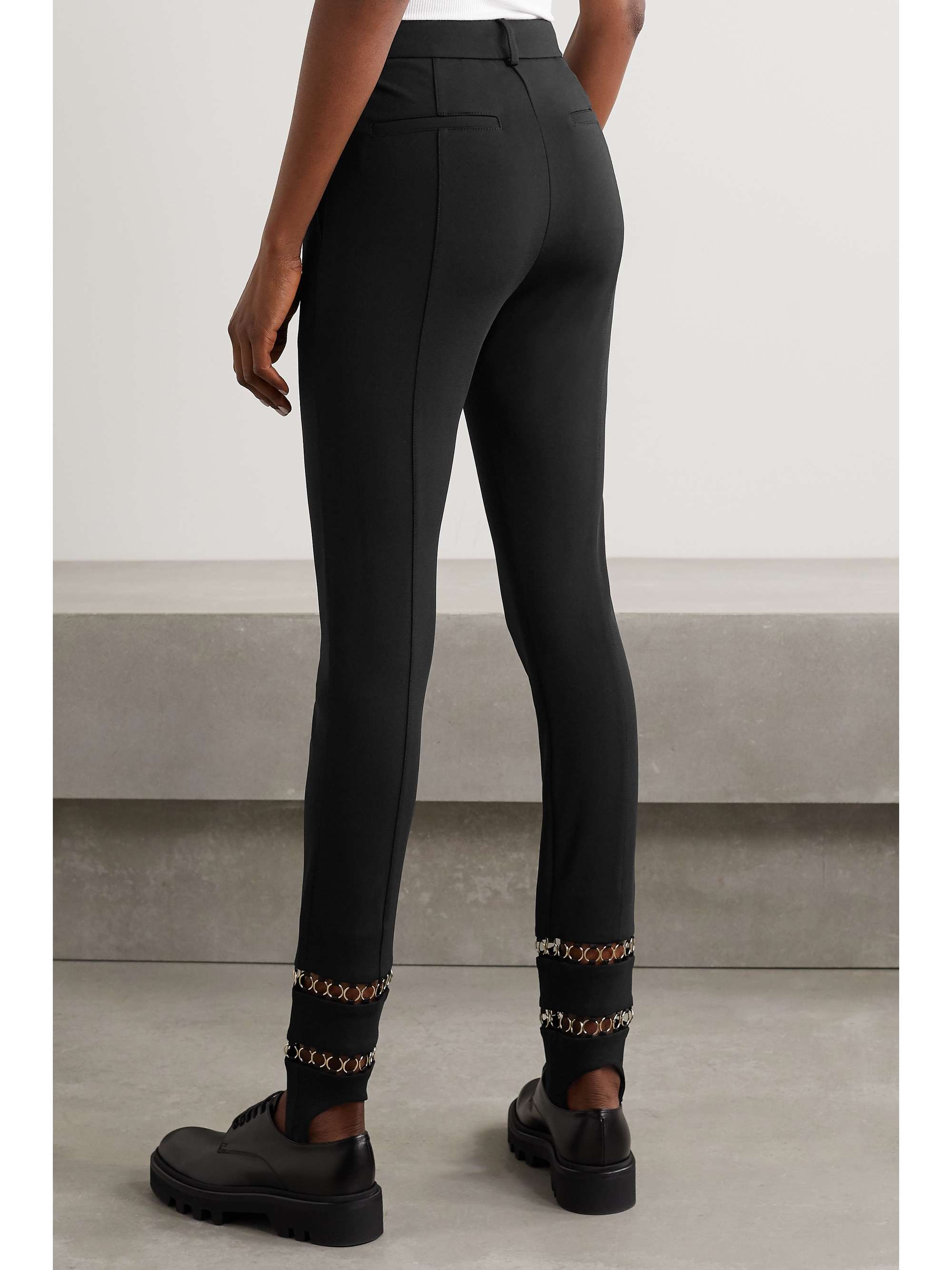 Black Chain-embellished stretch-ponte 