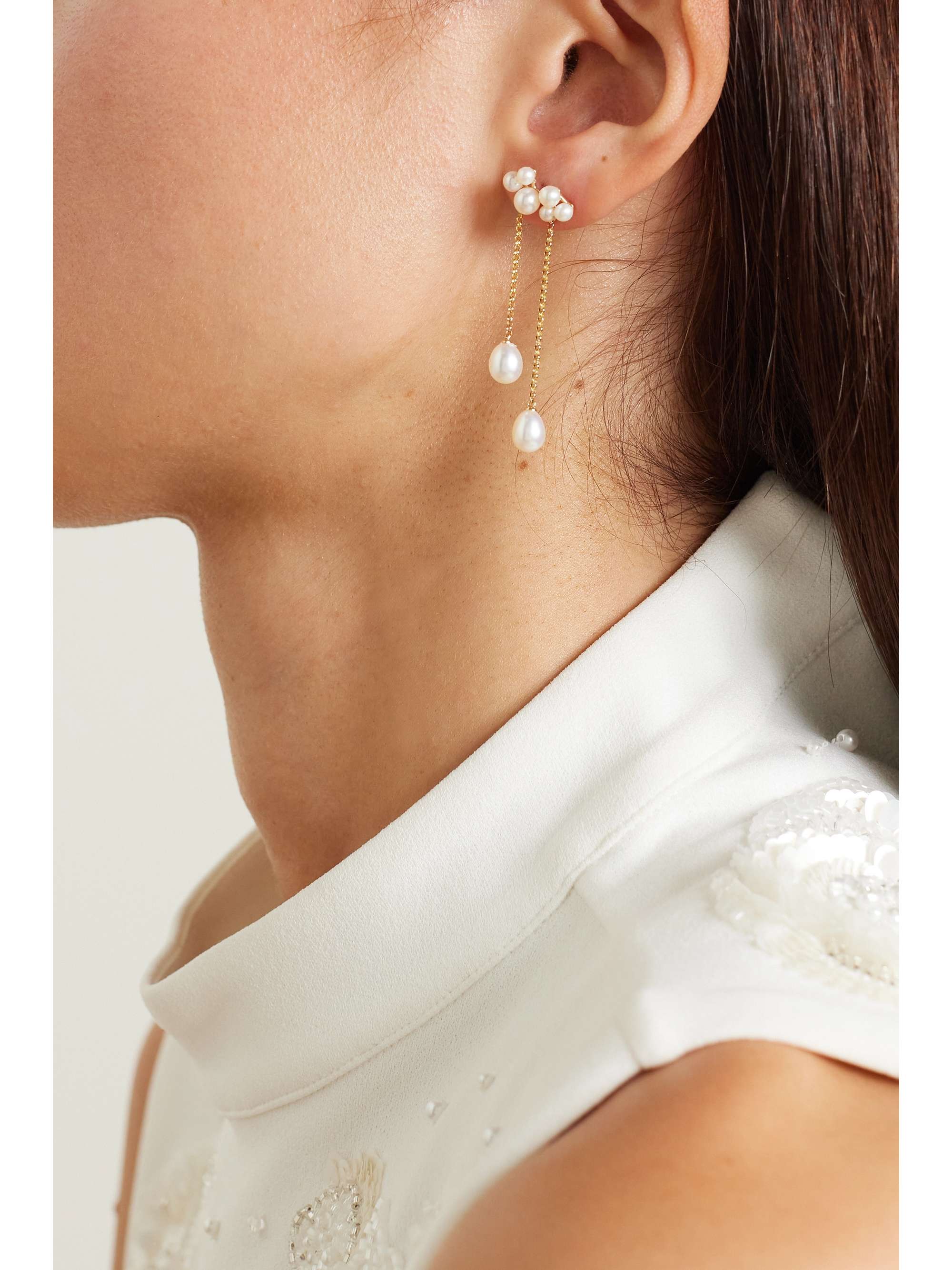 ANISSA KERMICHE Wuthering Heights 14-karat gold pearl earrings