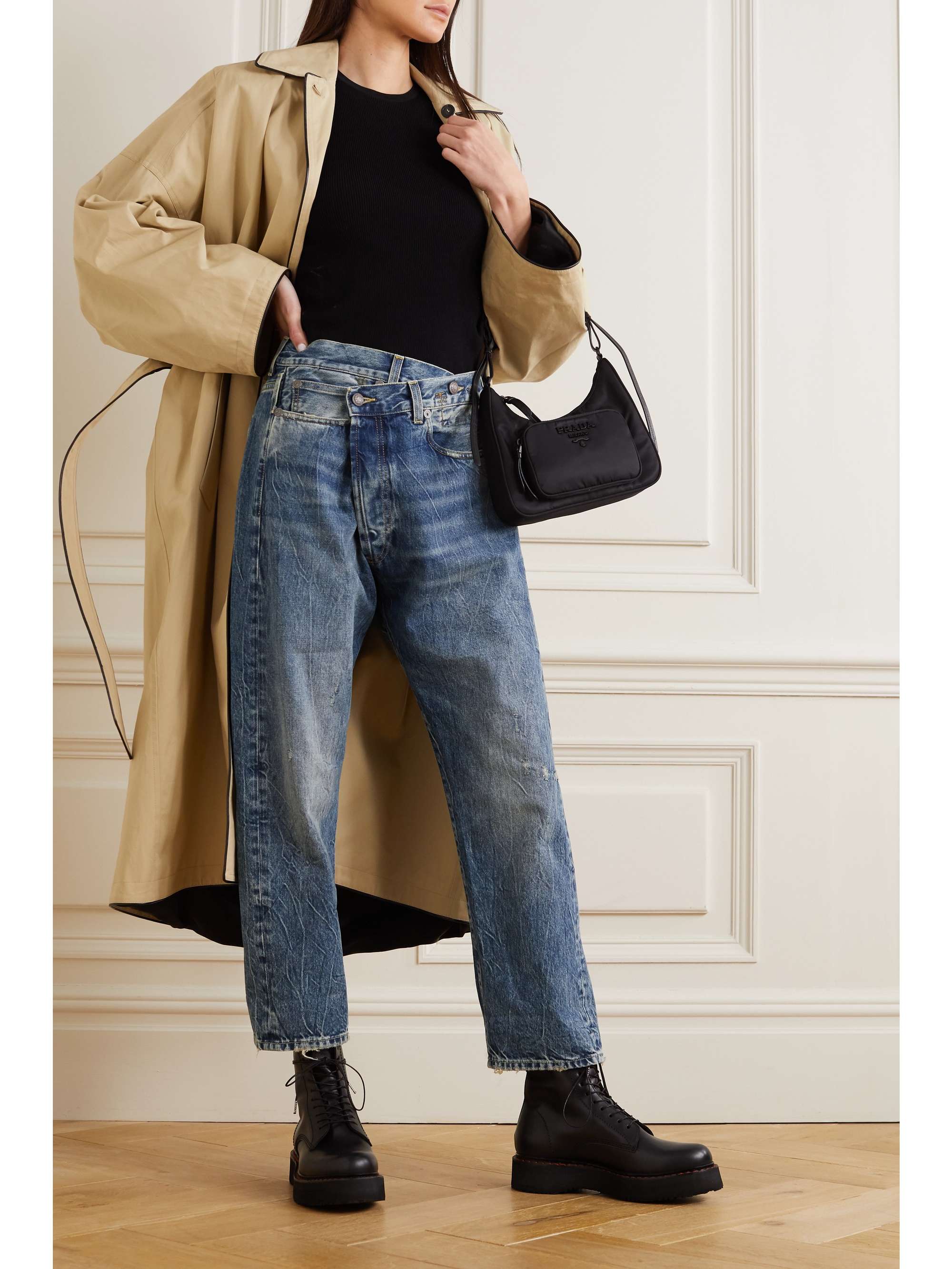 Mid denim Crossover asymmetric 