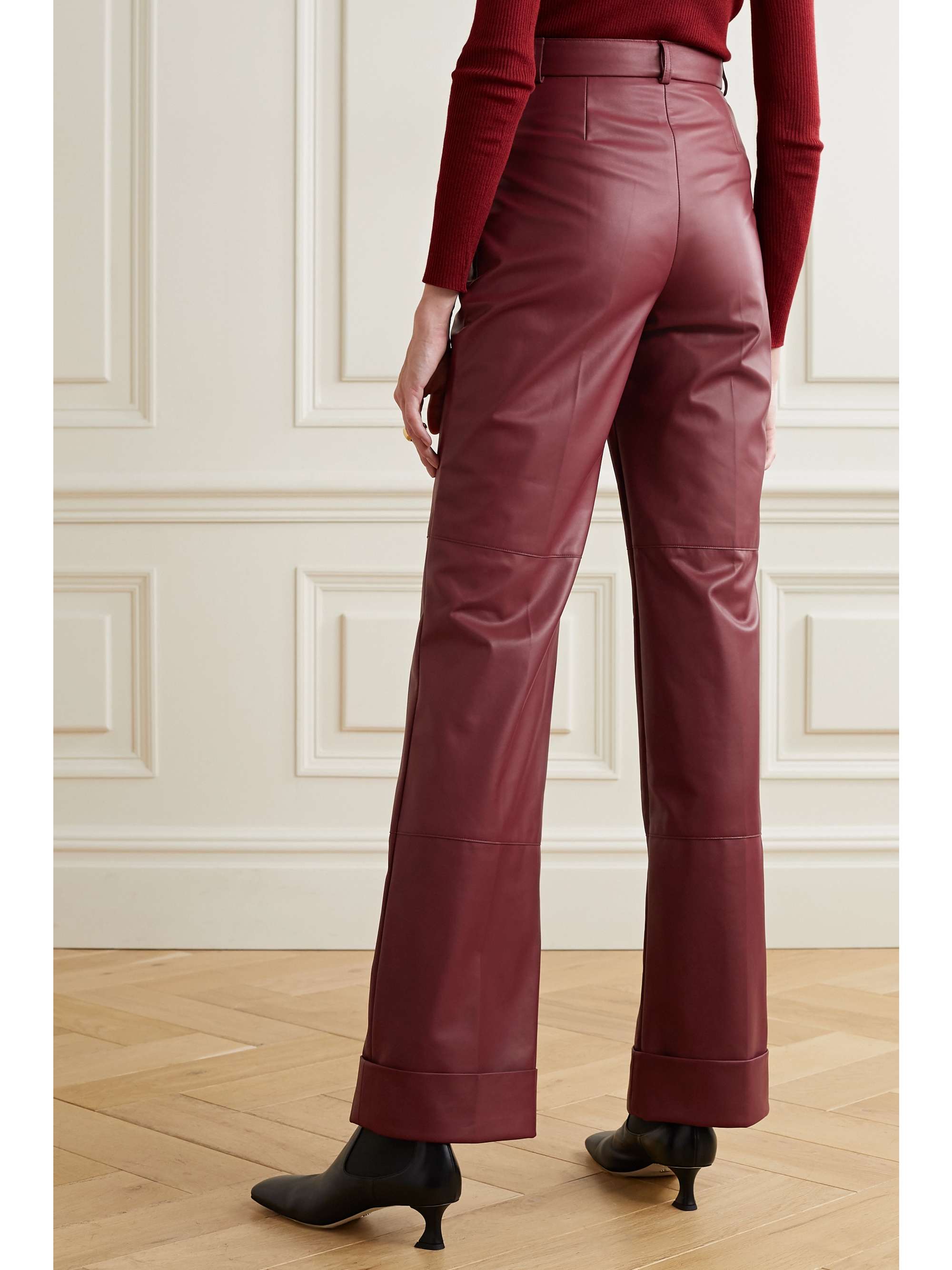 AKRIS Leather straight-leg pants