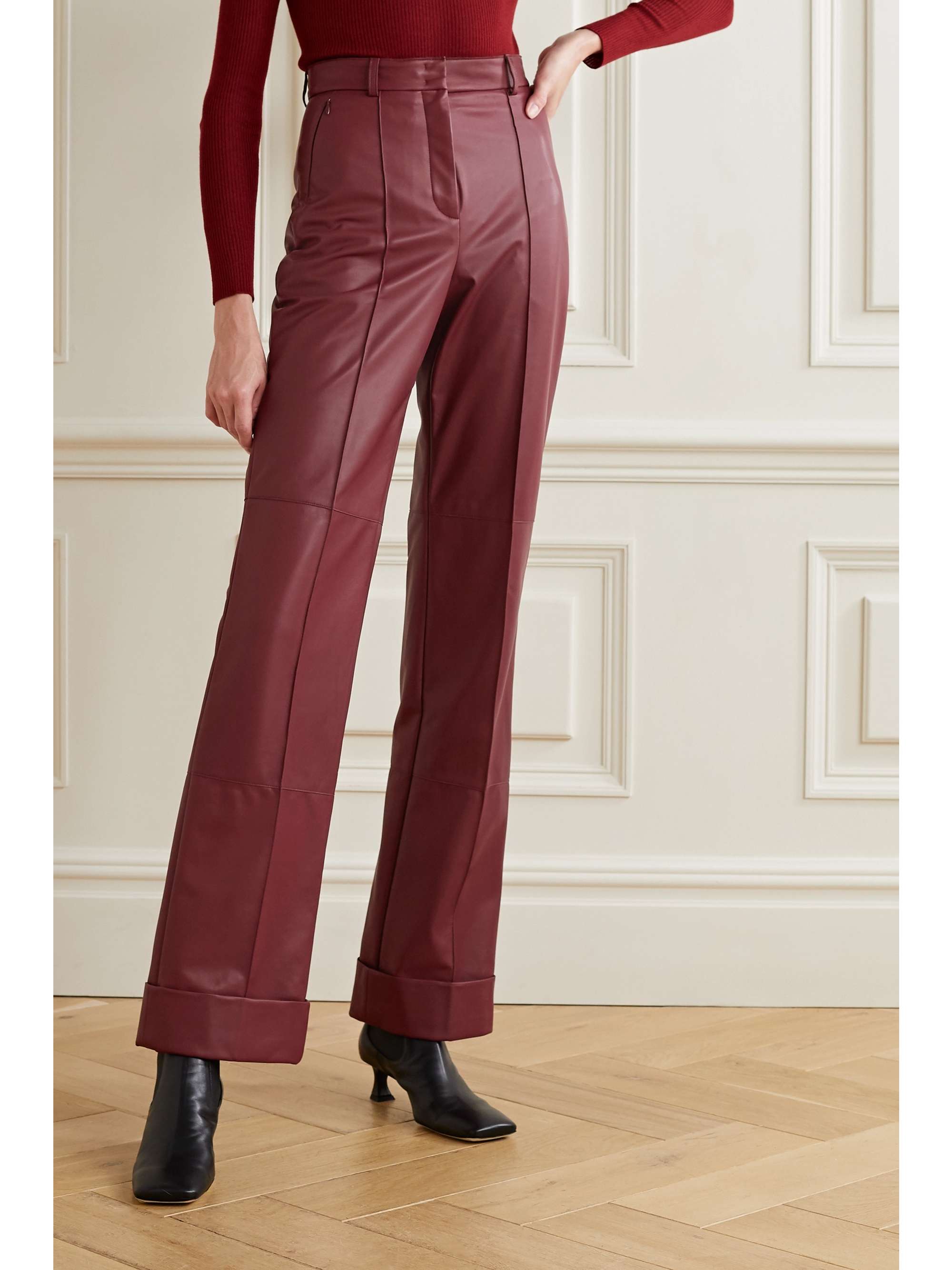 AKRIS Leather straight-leg pants