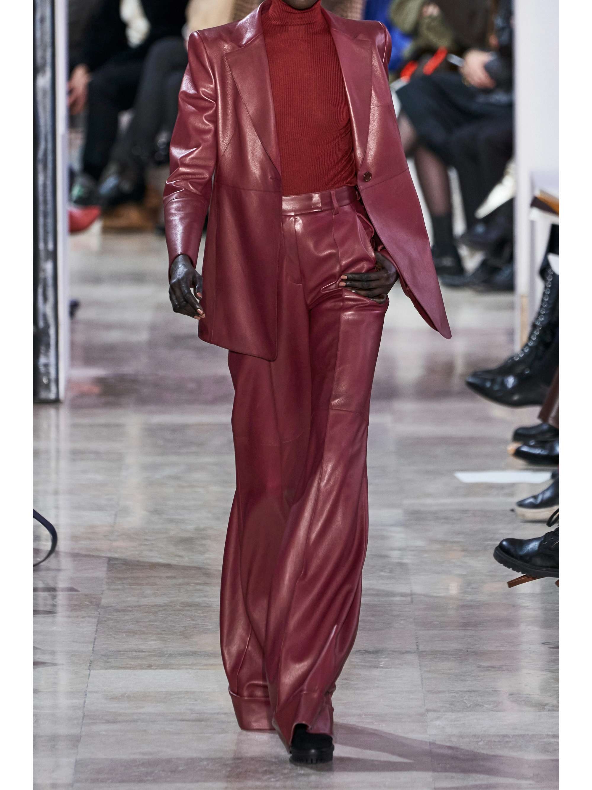 AKRIS Leather straight-leg pants