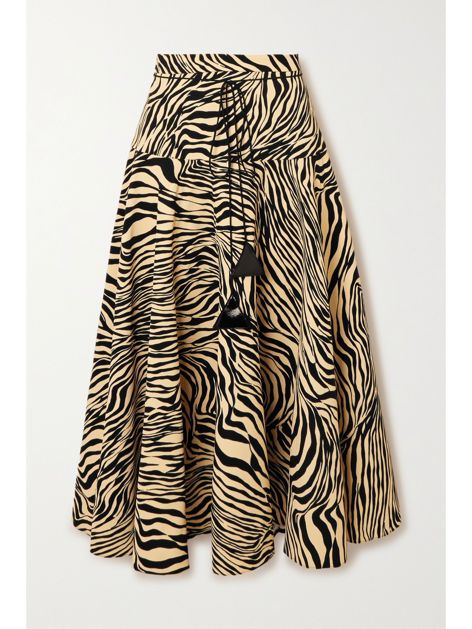 Black Pleated zebra-print crepe midi 
