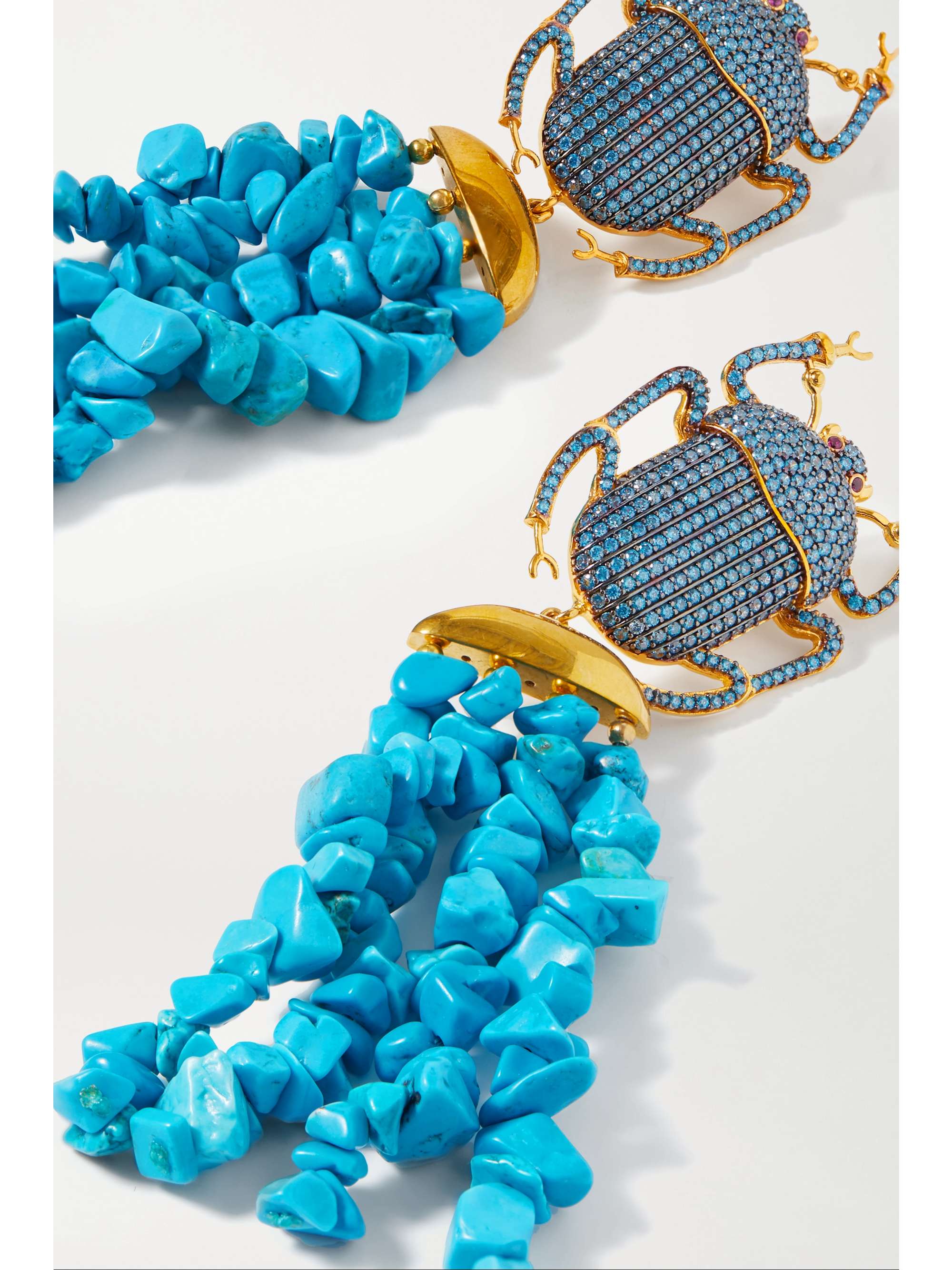 BEGÜM KHAN Pharaoh Patmos gold-plated, turquoise and crystal clip earrings