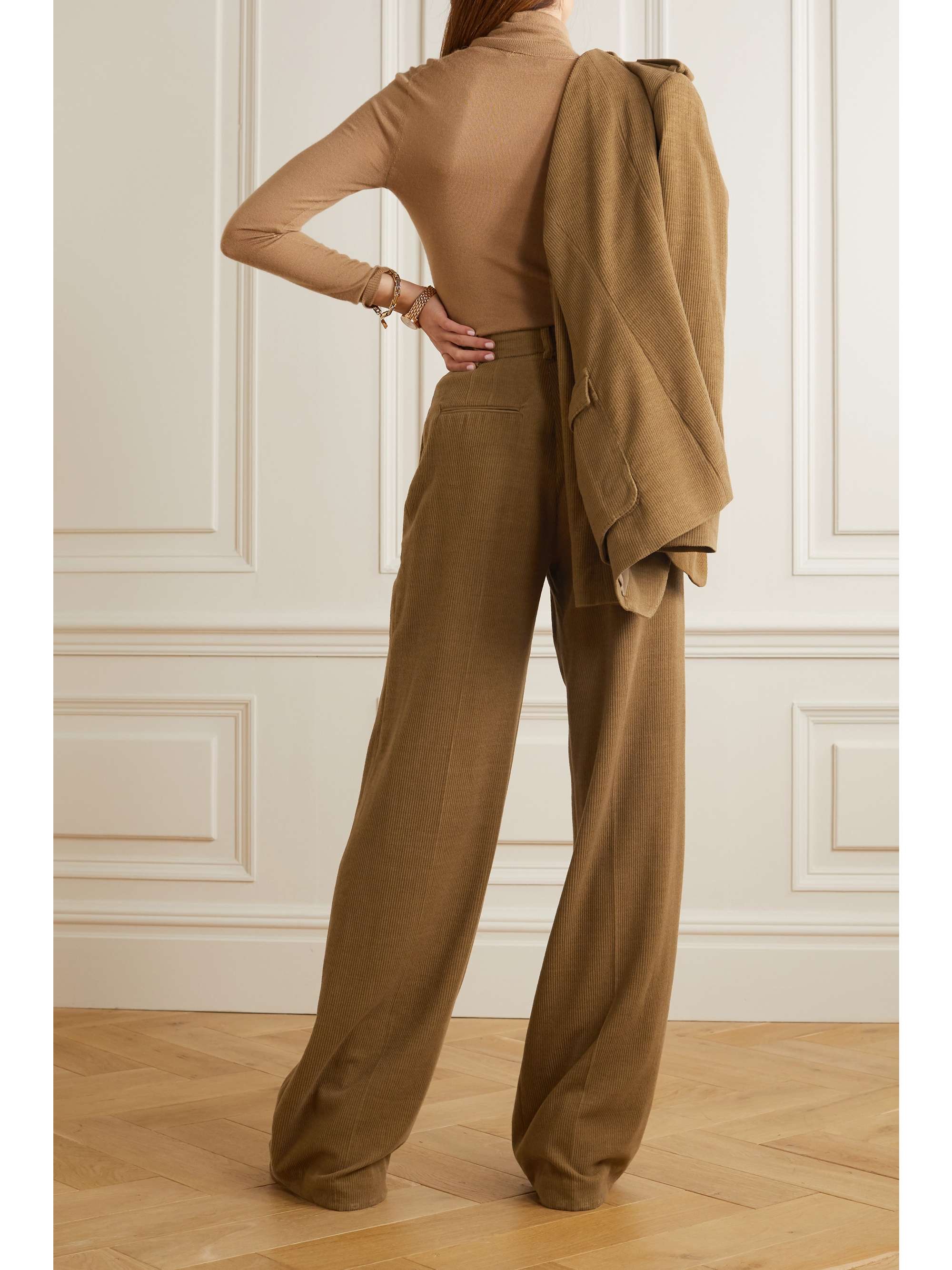 GABRIELA HEARST Sonia pleated cashmere-corduroy wide-leg pants