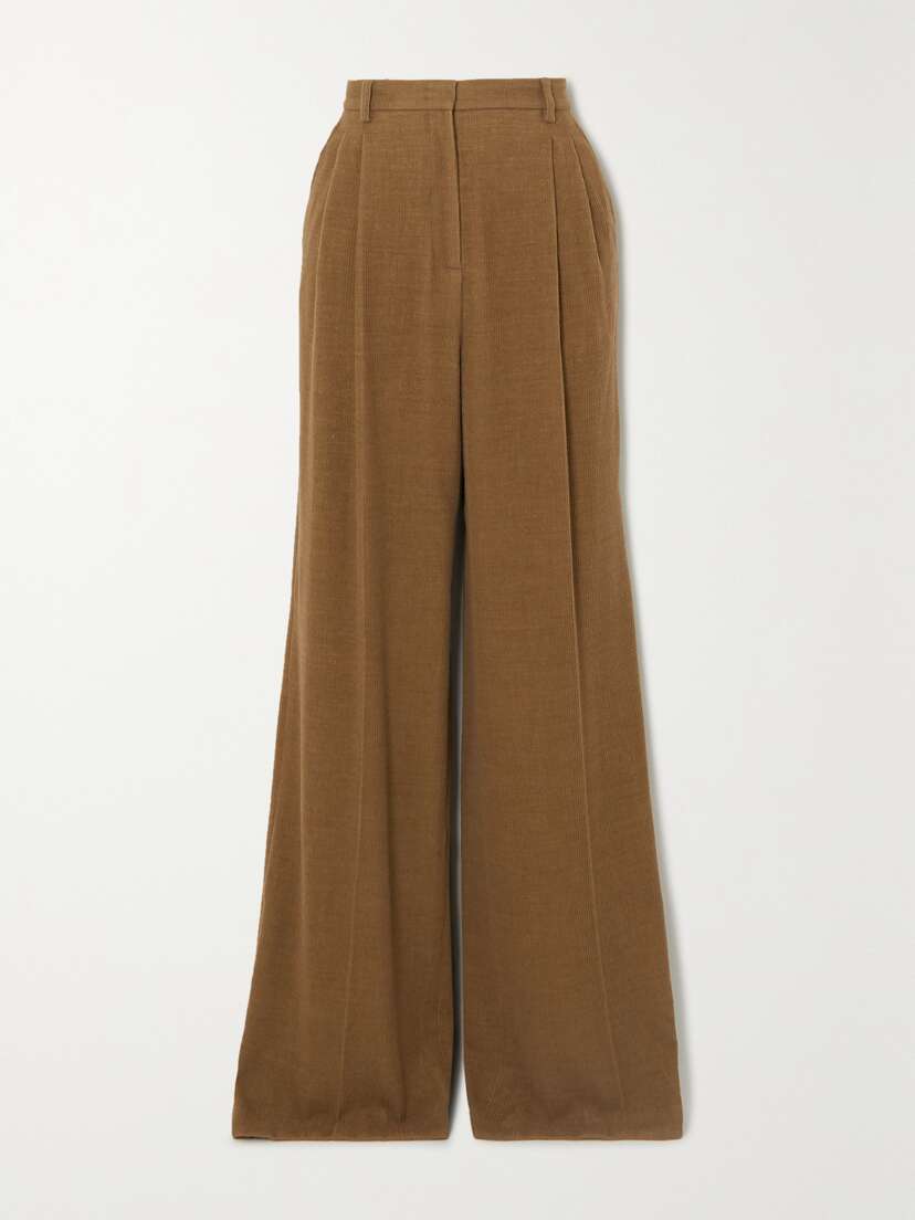 Gabriela Hearst Sonia Pleated Cashmere-corduroy Wide-leg Pants