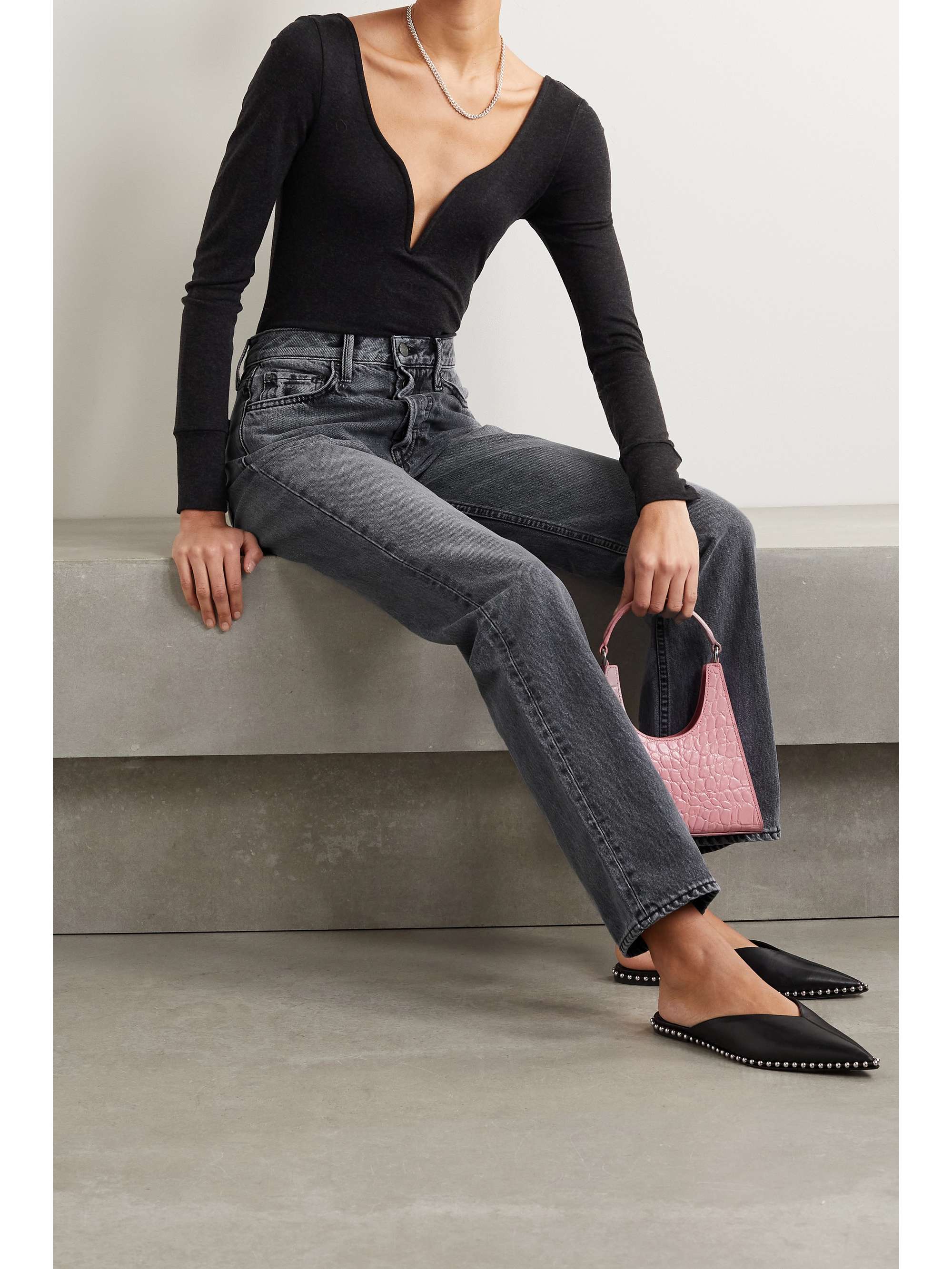 Gray Mica high-rise straight-leg jeans 