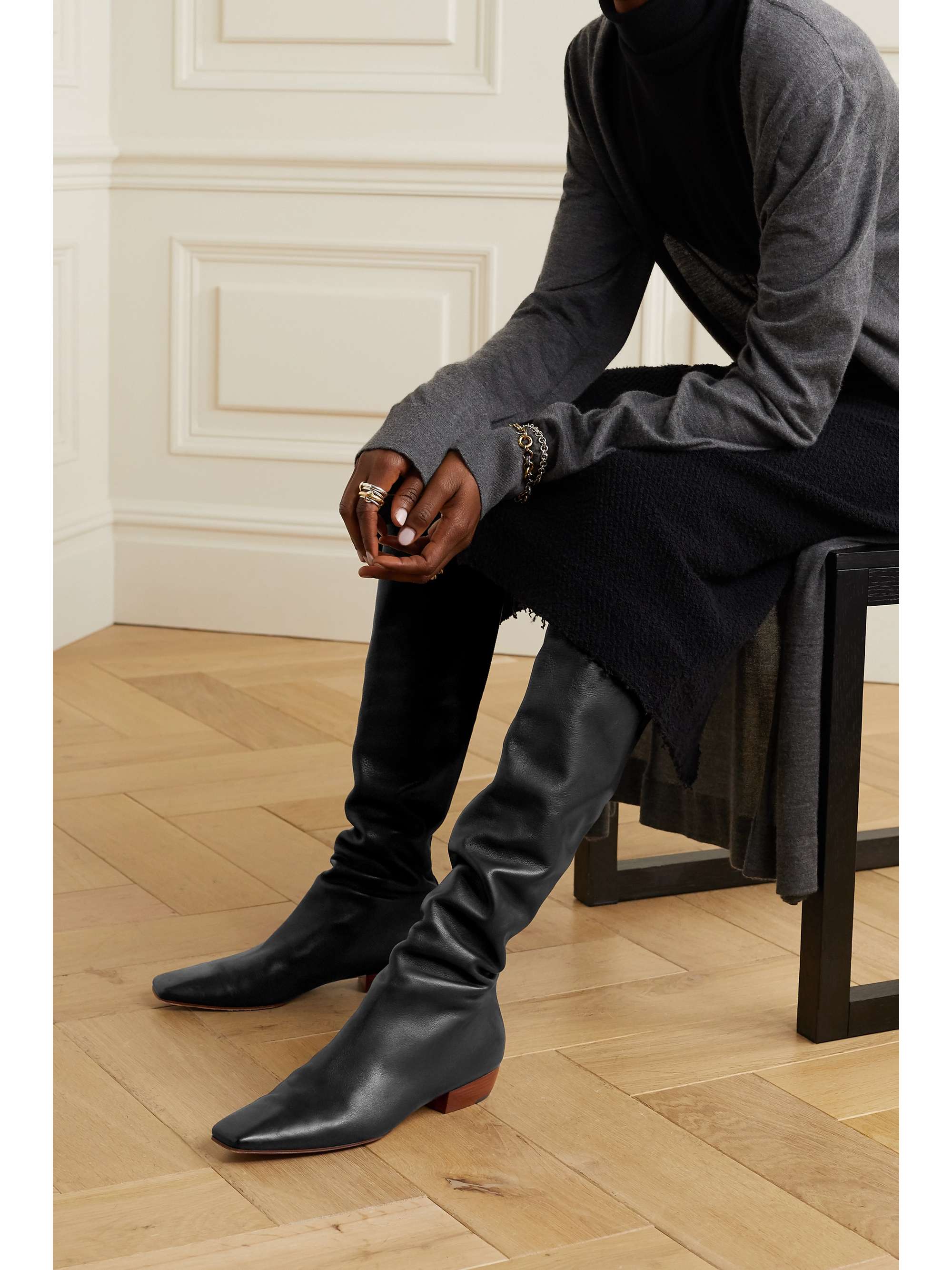 THE ROW Leather knee boots