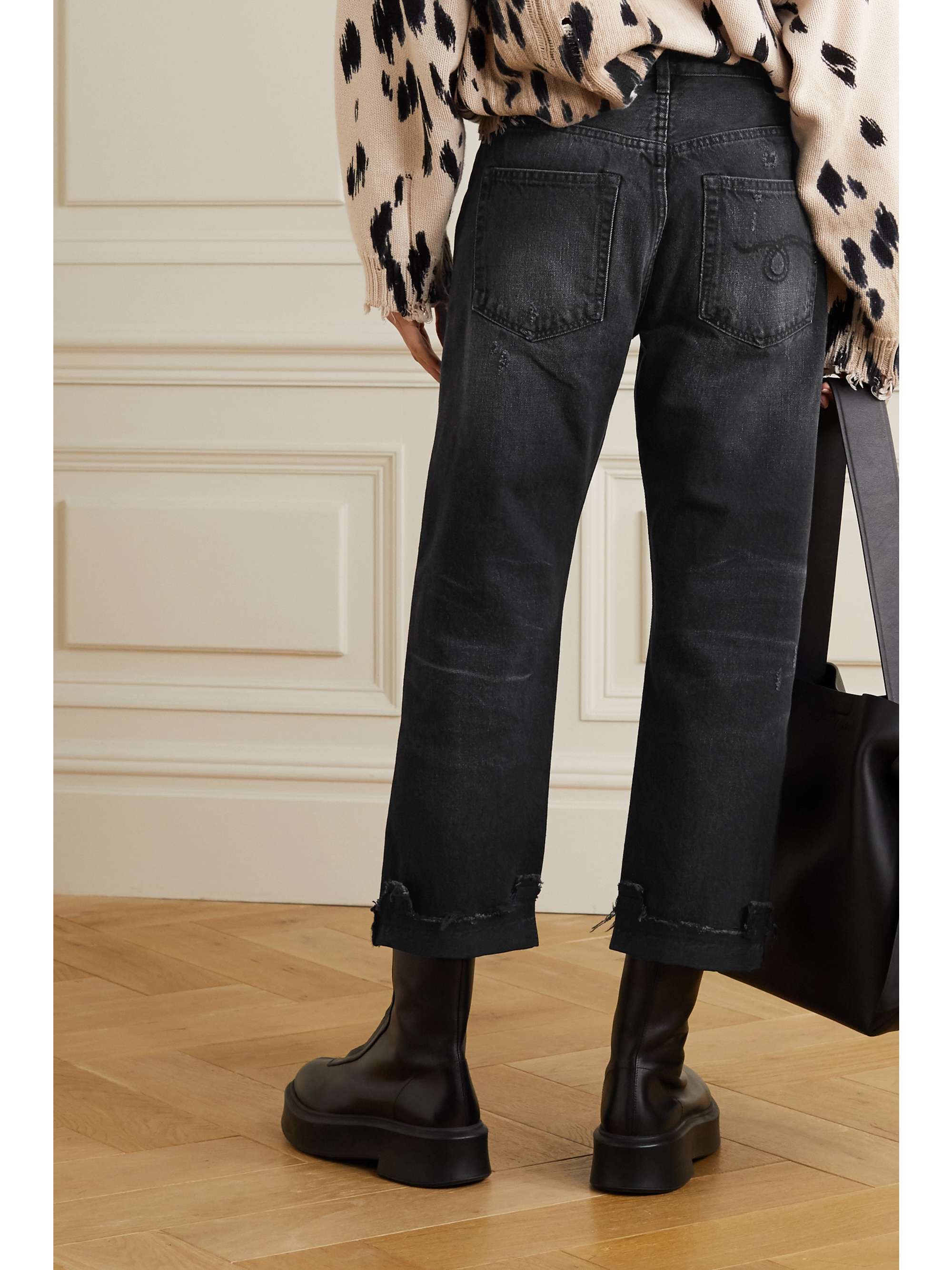 black distressed boyfriend jeans