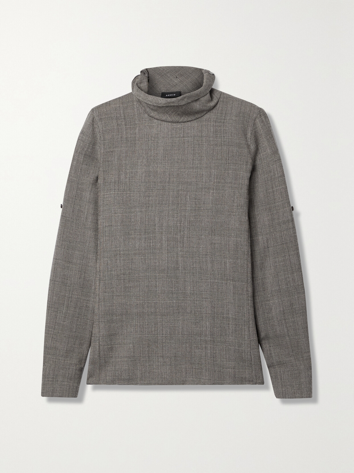 Akris Prince Of Wales Checked Wool Turtleneck Top In Brown