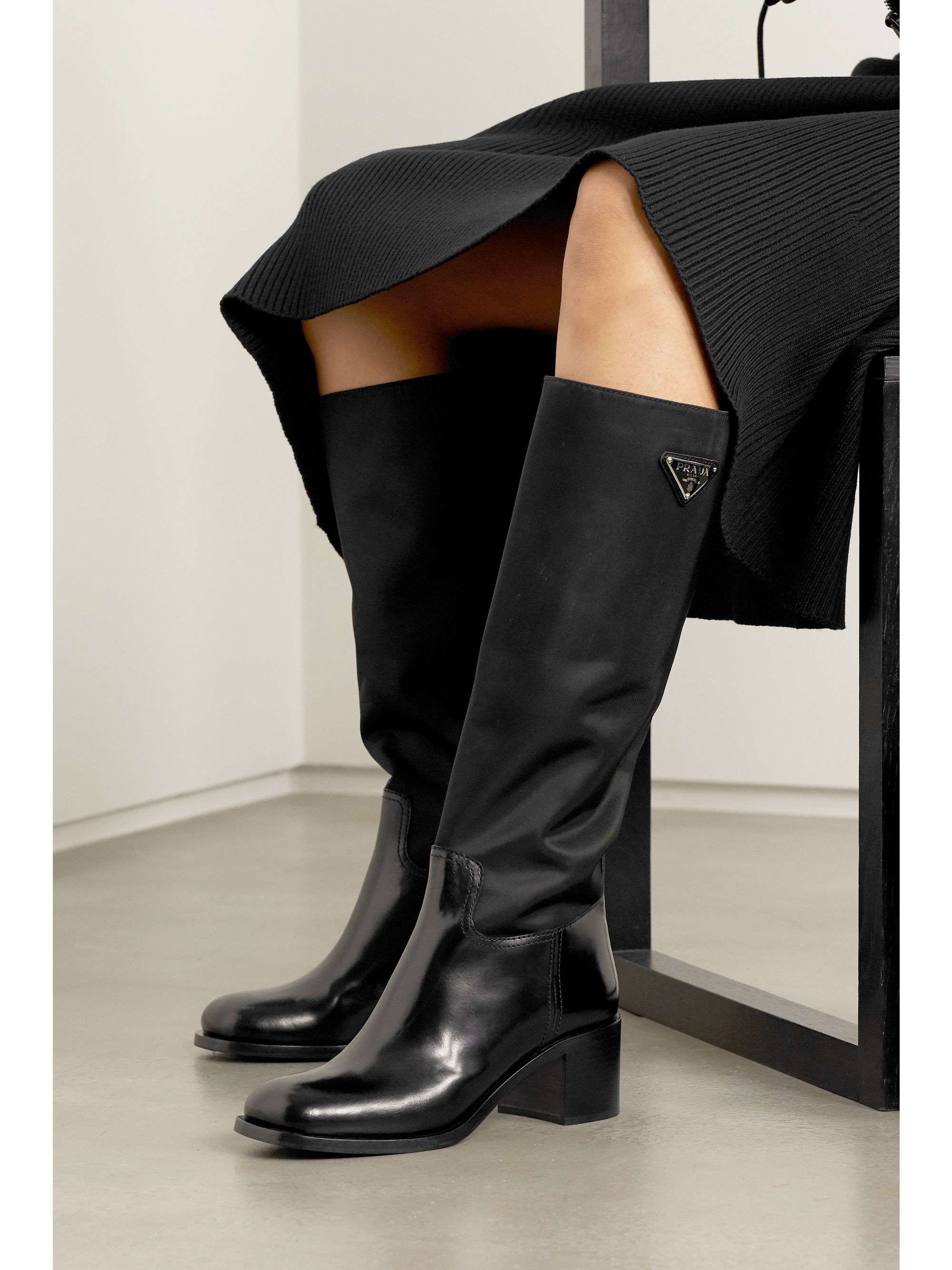 Prada Logo Plaque Boots 2024 favors