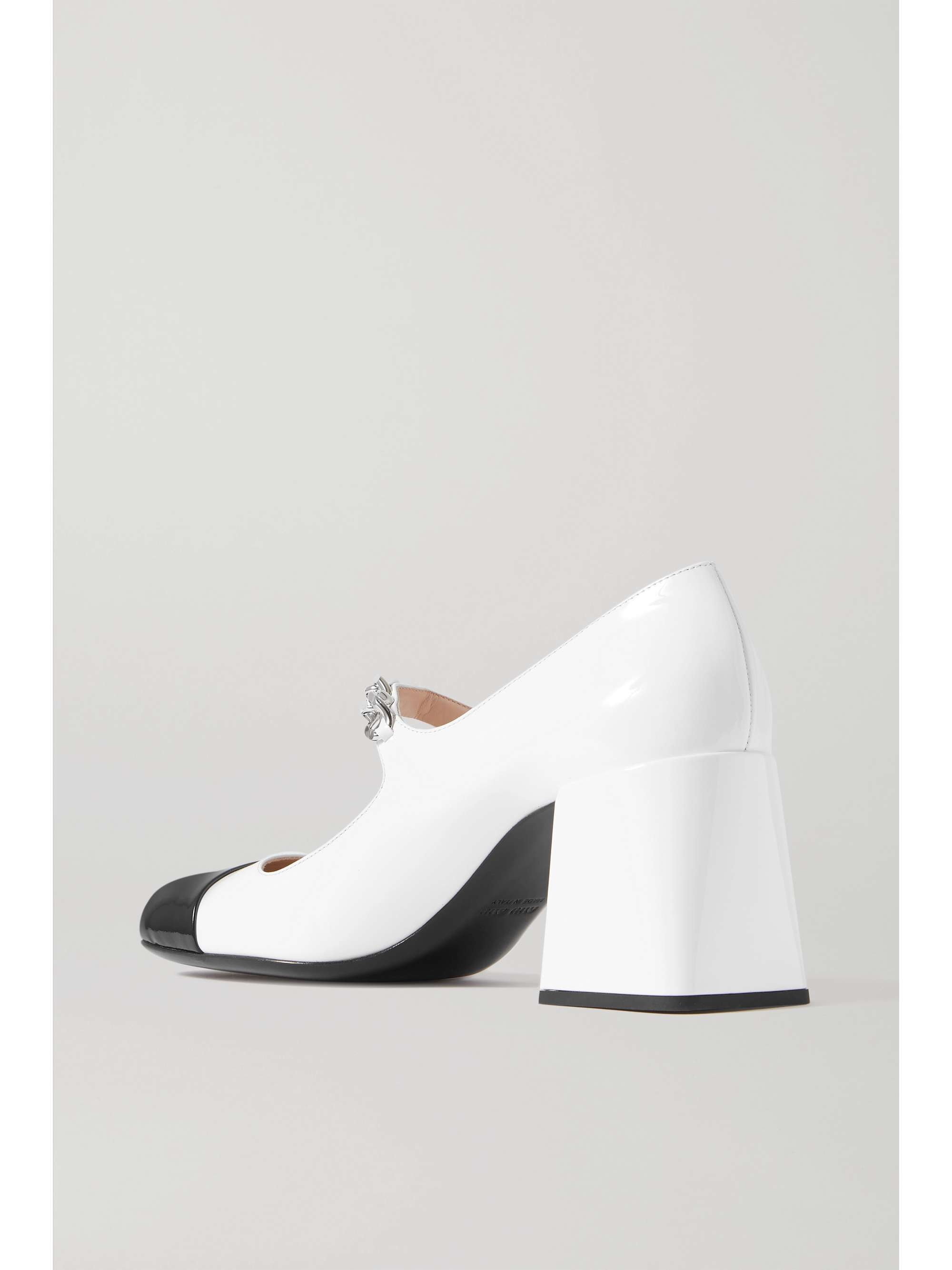 MIU MIU Embellished two-tone patent-leather Mary Jane pumps