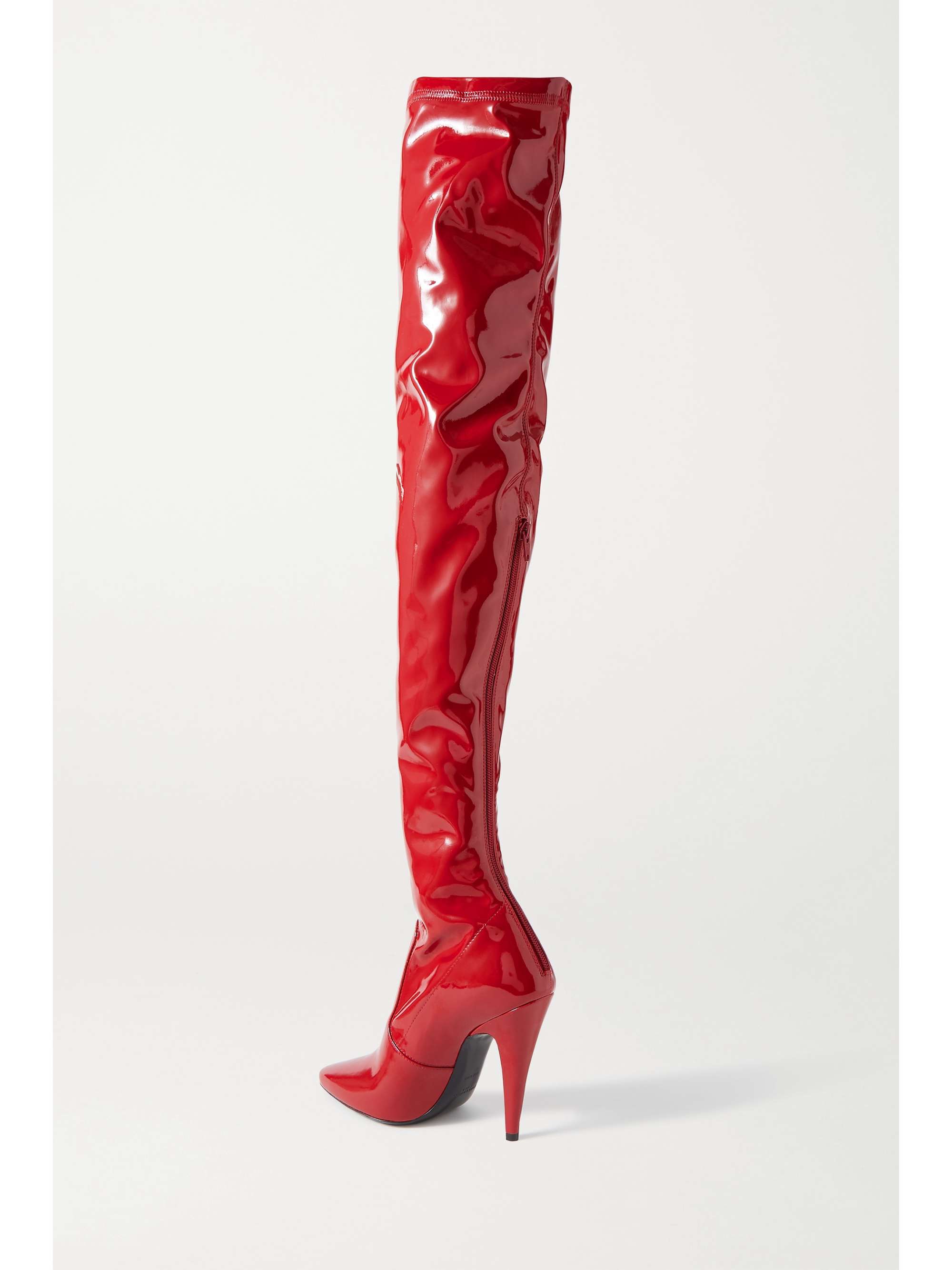 red leather high boots