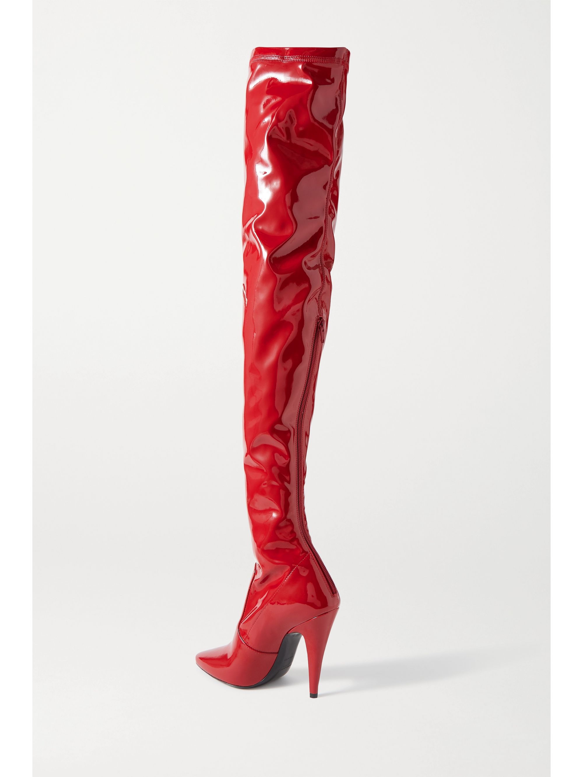red leather over the knee boots