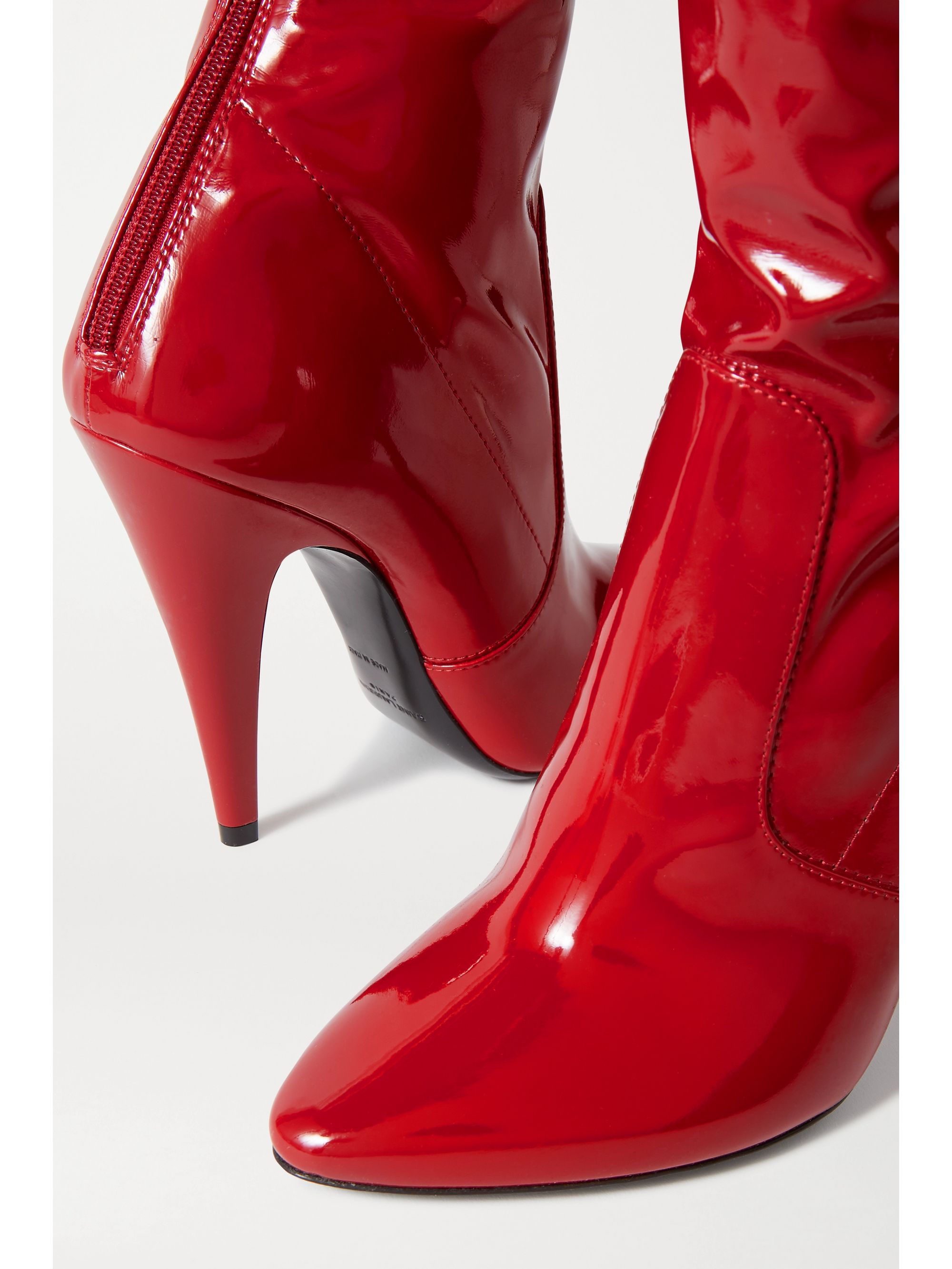 patent leather over the knee boots