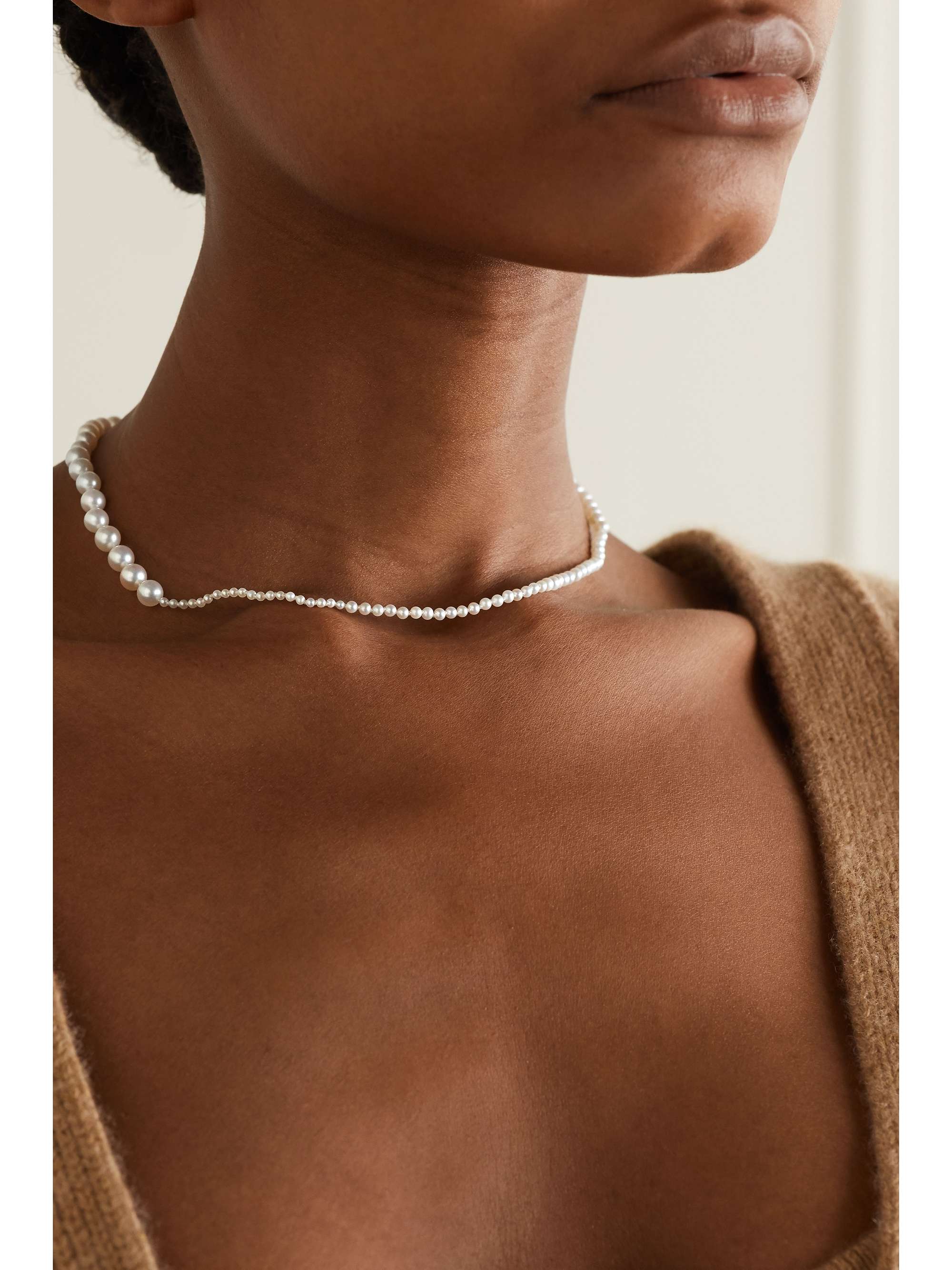 SOPHIE BILLE BRAHE Petite Peggy 14-karat gold pearl necklace