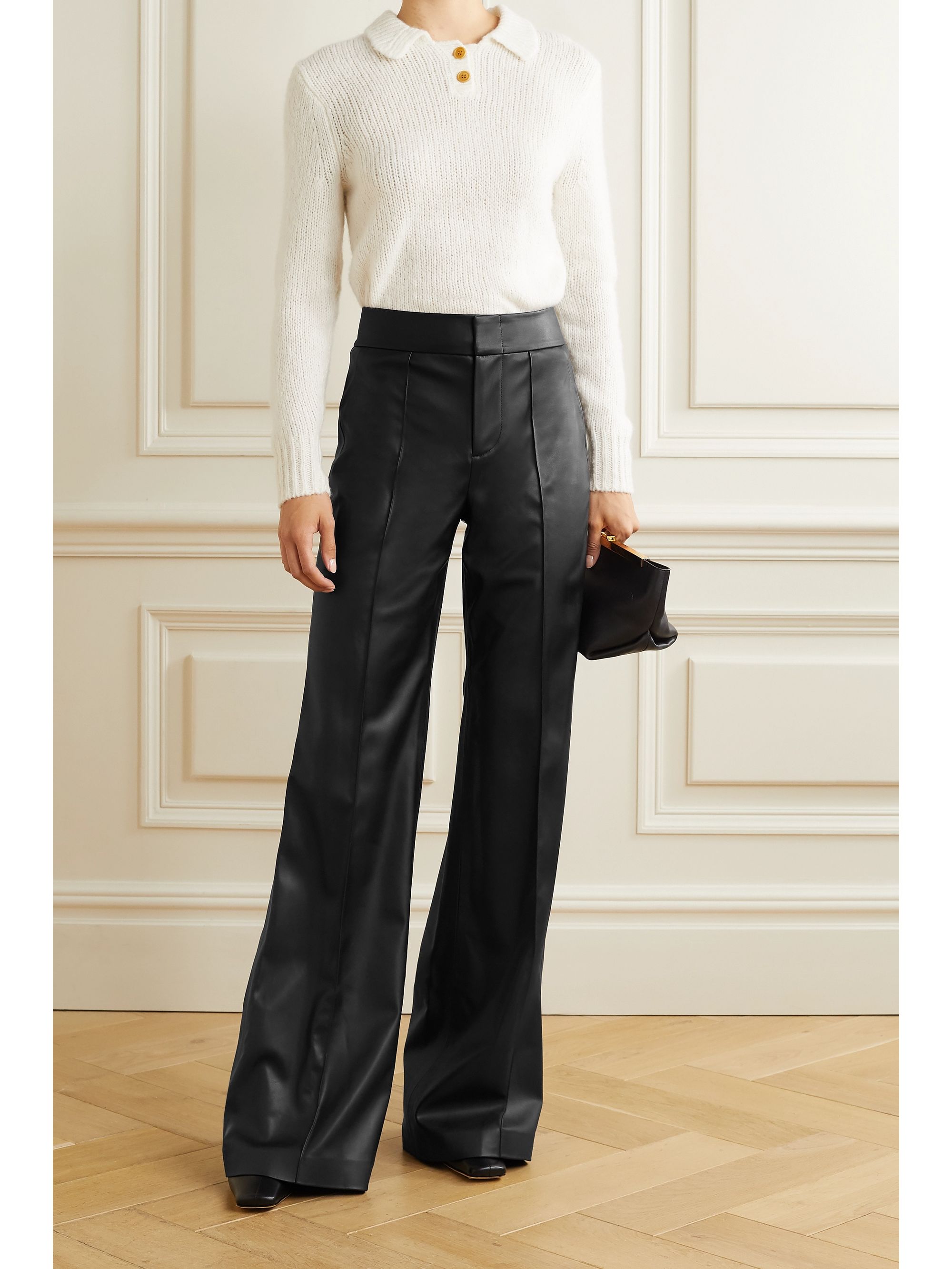Vegan leather wide leg pants Clearance
