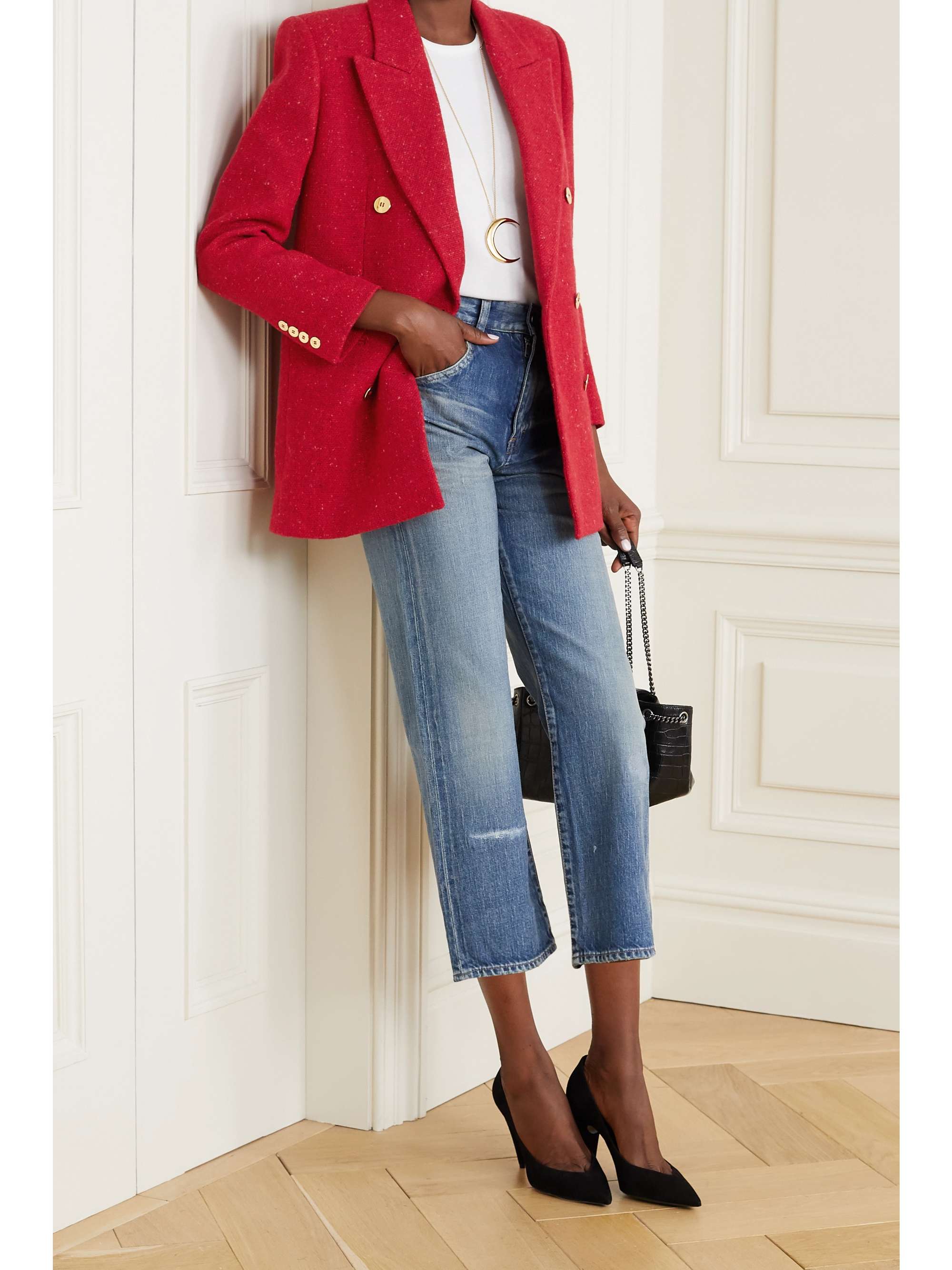 red saint laurent jacket