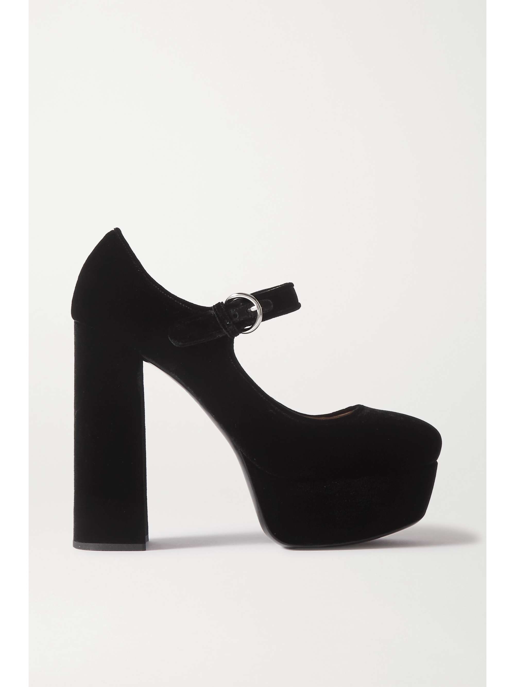 velvet platform heel