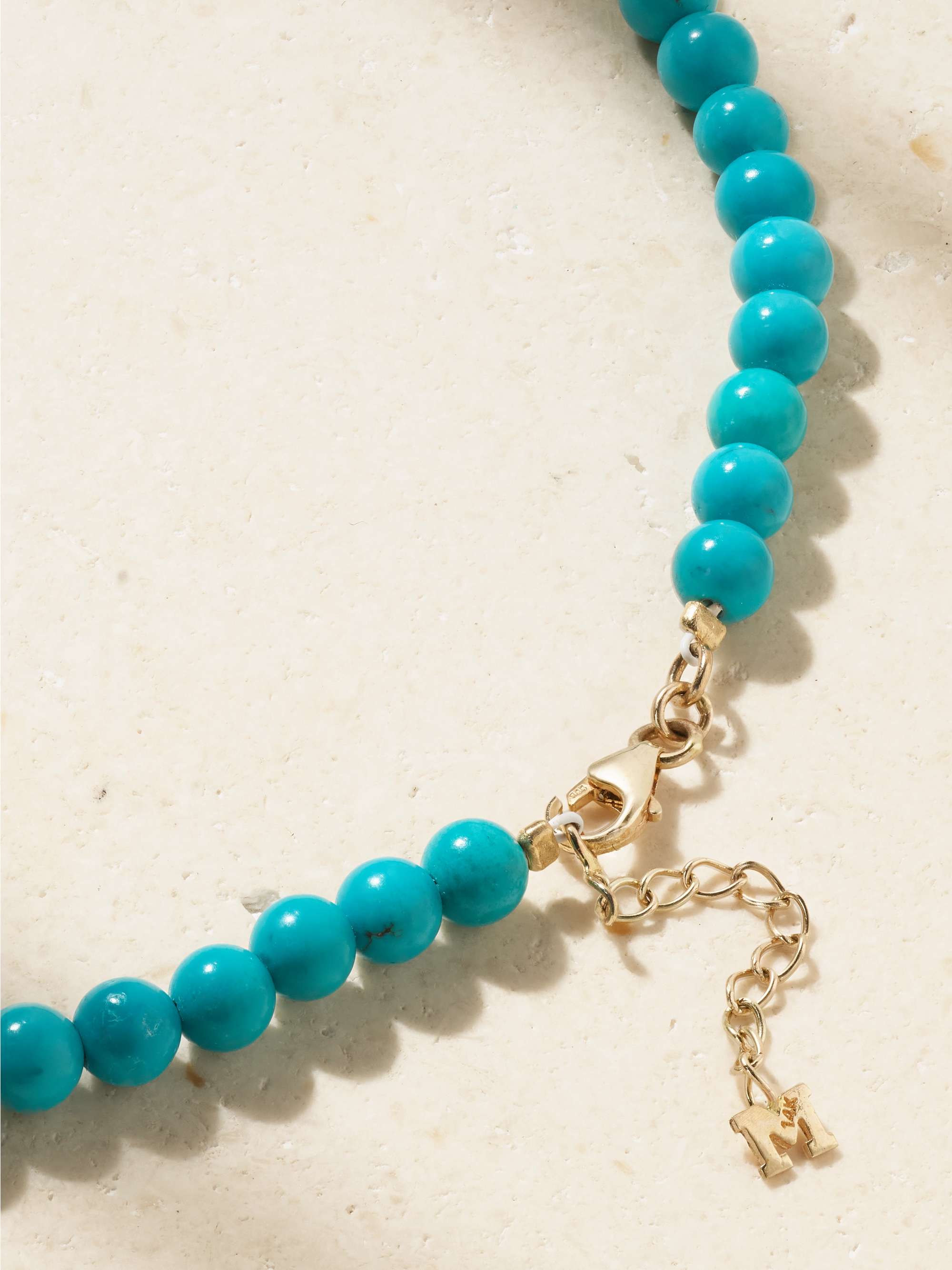 MATEO 14-karat gold, turquoise and pearl choker