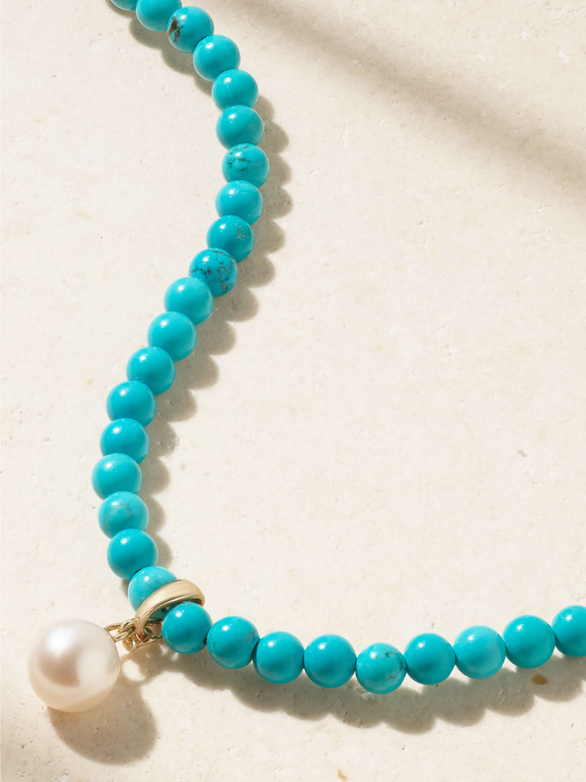 MATEO 14-karat gold, turquoise and pearl choker