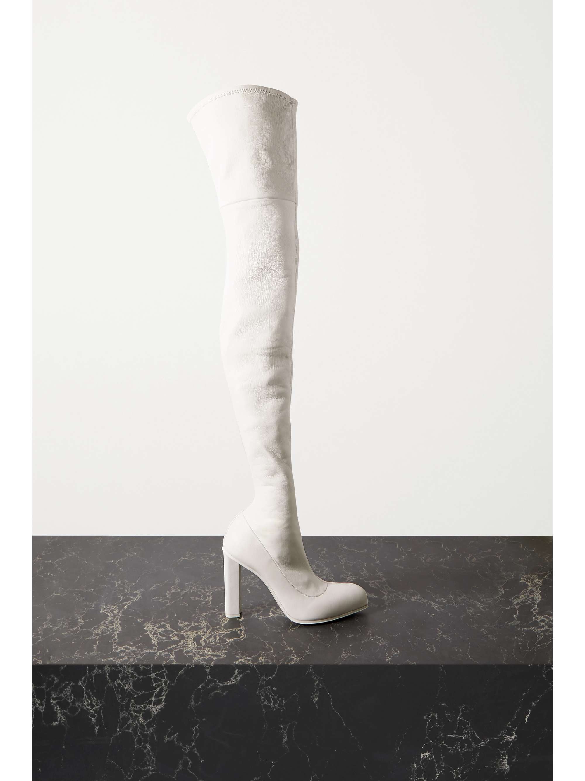 white leather boots