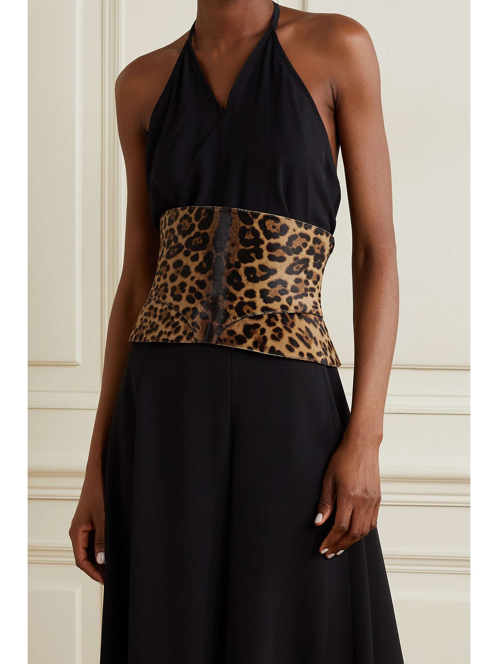 ALAÏA Leopard-print calf hair waist belt