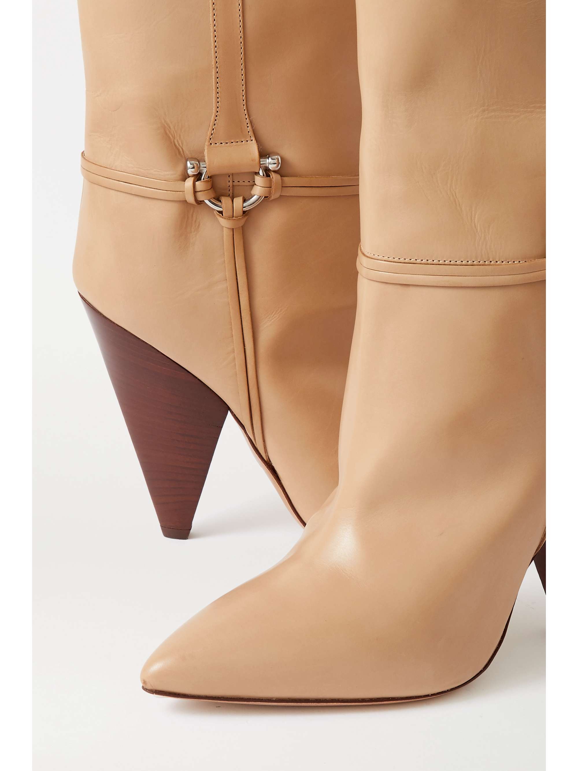 beige pointed ankle boots