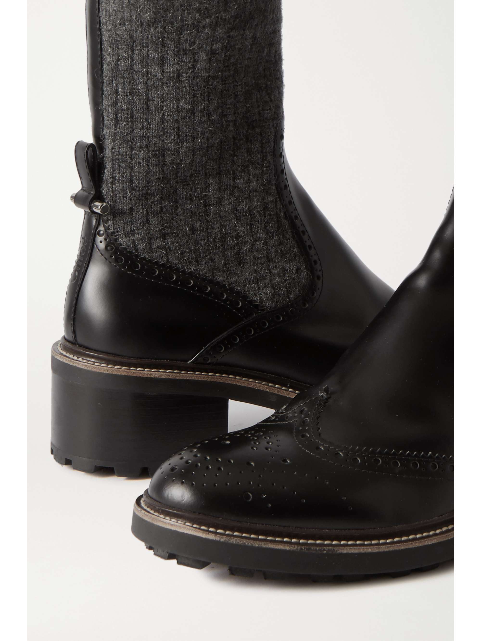 Franne ribbed wool and leather ankle boots