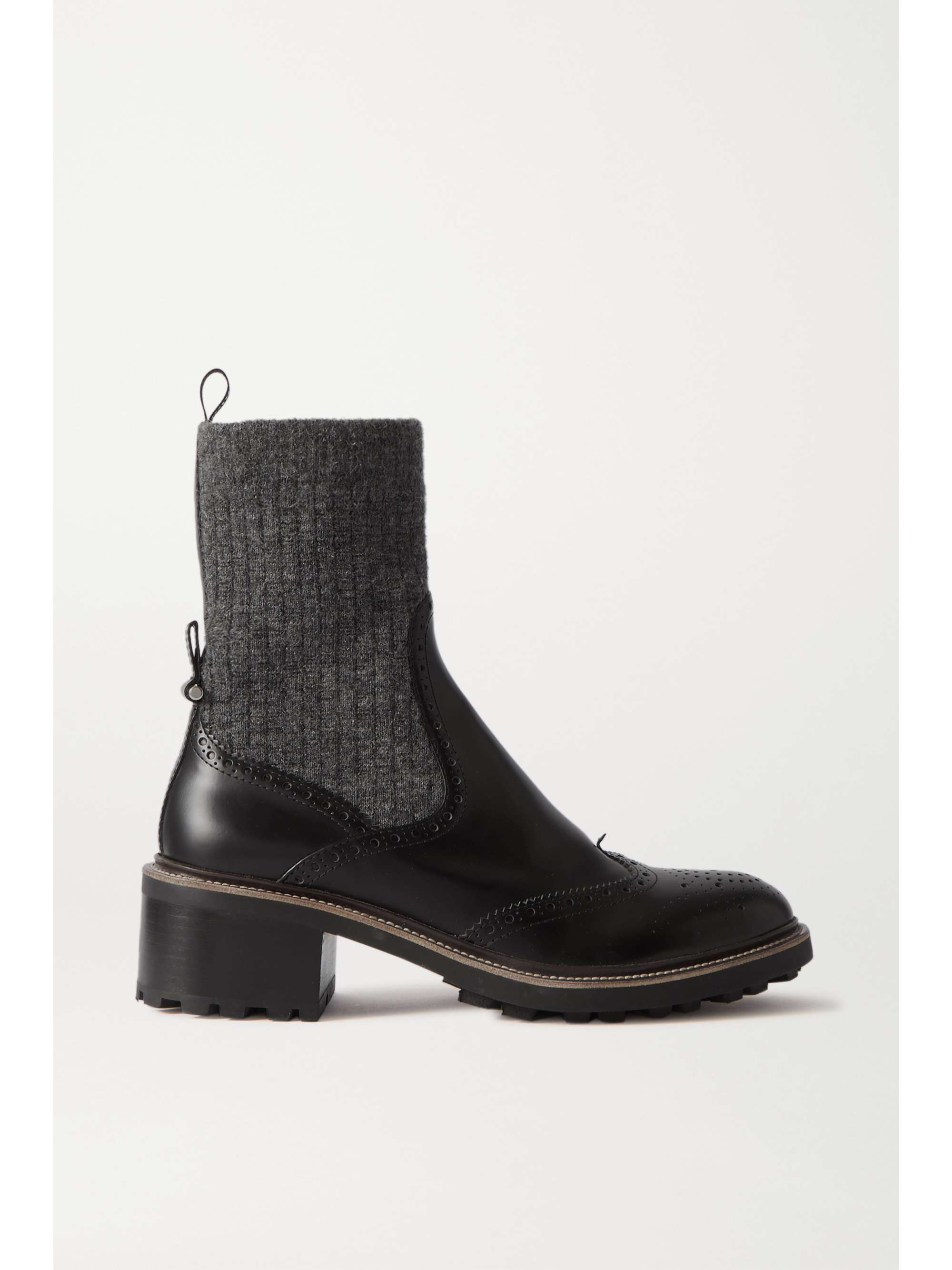 Franne ribbed wool and leather ankle boots