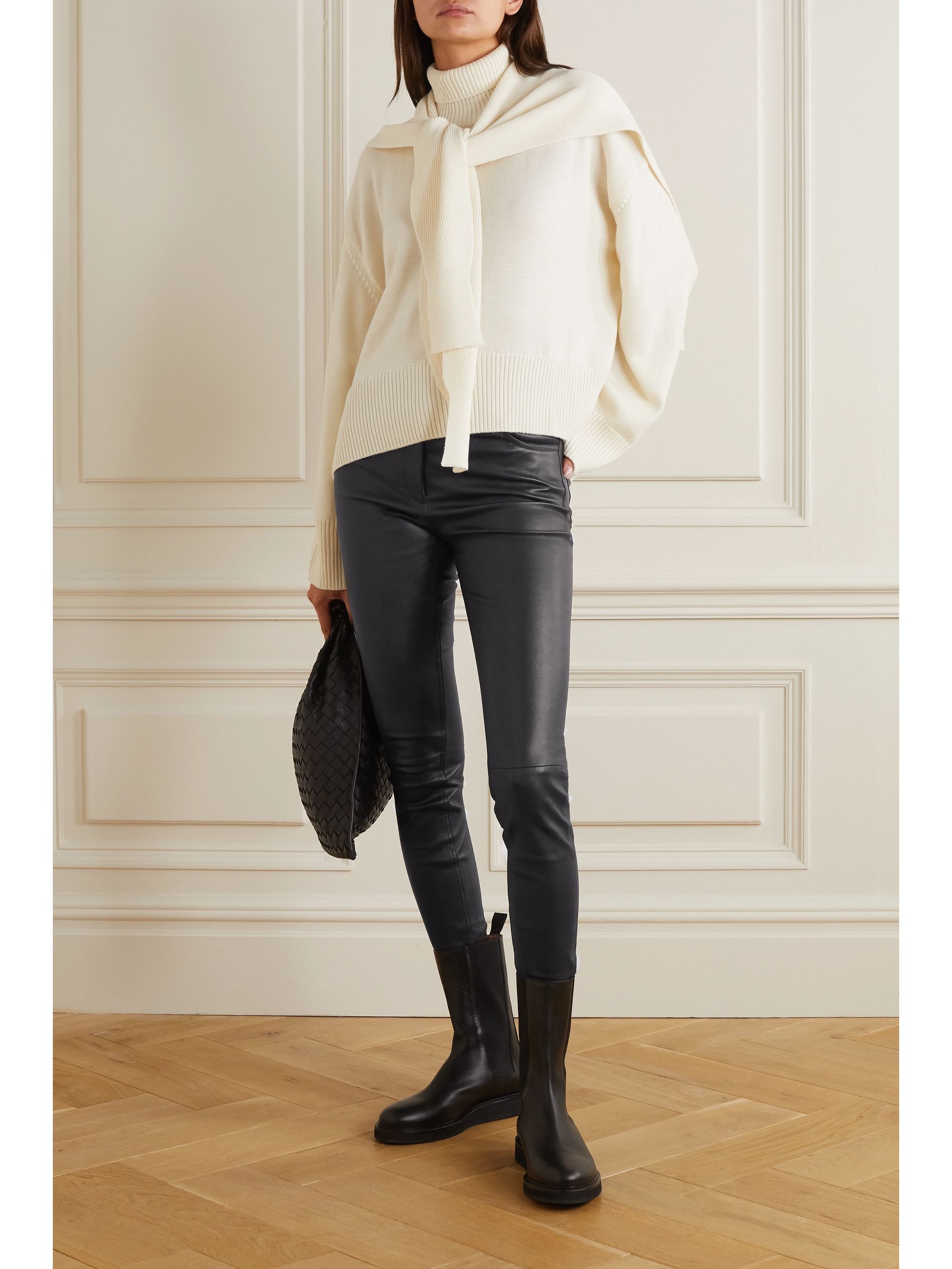 theory black leather pants