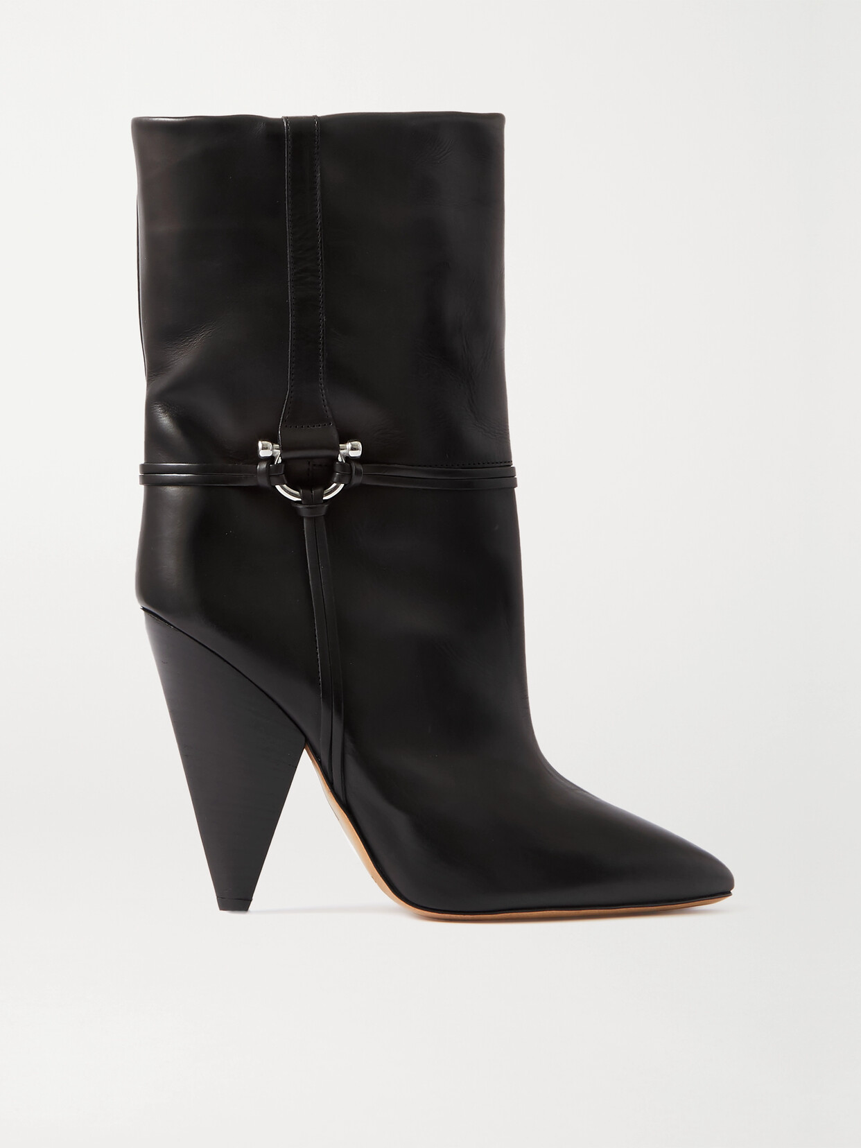 Isabel Marant Lunder High Heels Ankle Boots In Black Leather In Black